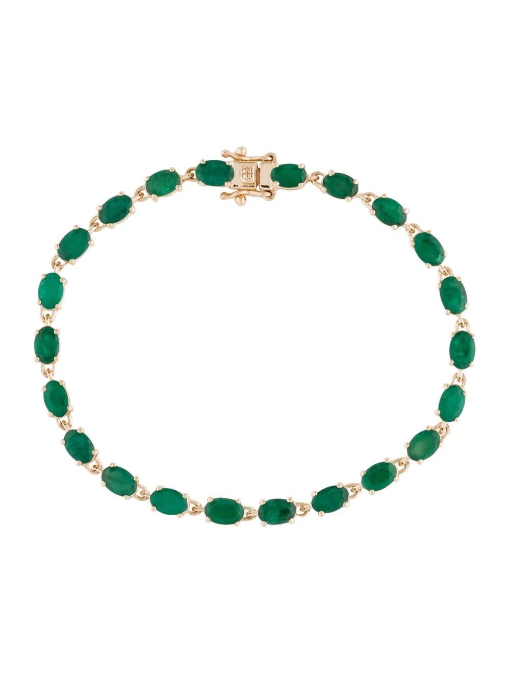 Introducing an exquisite piece of fine jewelry: the 14K Yellow Gold Emerald Tennis Bracelet, a stunning accessory that exudes elegance and sophistication.

Specifications:

* Metal: 14K Yellow Gold
* Inside Circumference: 7.25
