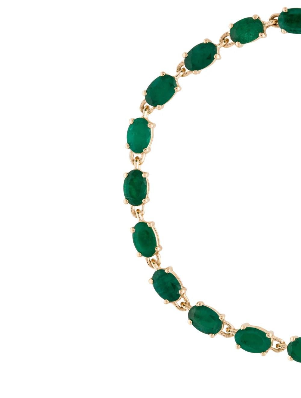 14K Gold 11.44ctw Emerald Tennis Bracelet - Classic Elegance, Timeless Beauty In New Condition For Sale In Holtsville, NY