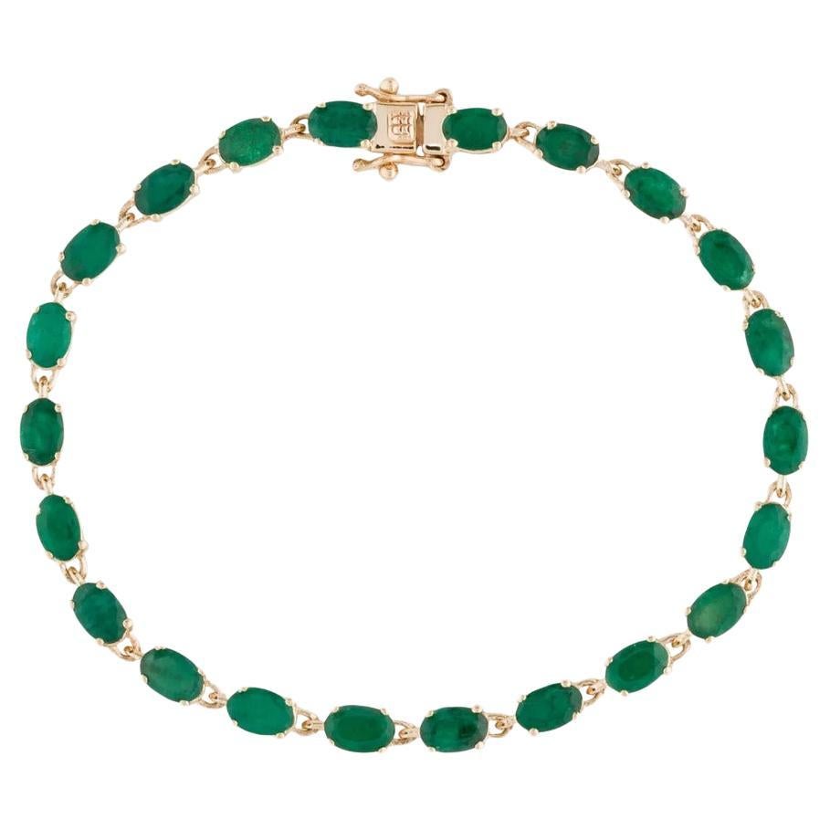 14K Gold 11.44ctw Emerald Tennis Bracelet - Classic Elegance, Timeless Beauty