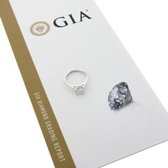 14k Gold 1.18ctw GIA Princess Cut Diamond Solitaire Hidden Halo Engagement Ring