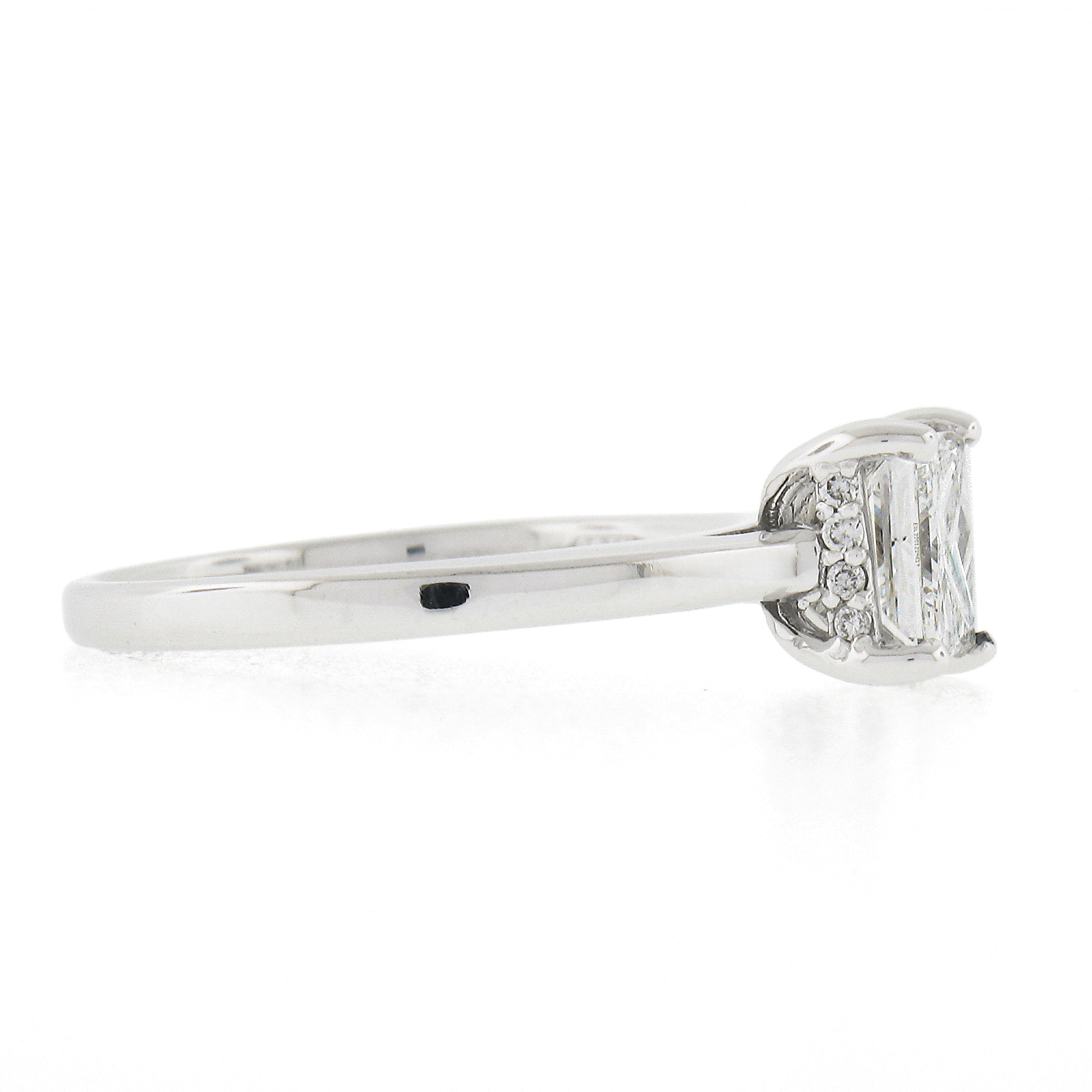 14k Gold 1.18ctw GIA Princess Cut Diamond Solitaire Hidden Halo Engagement Ring For Sale 2