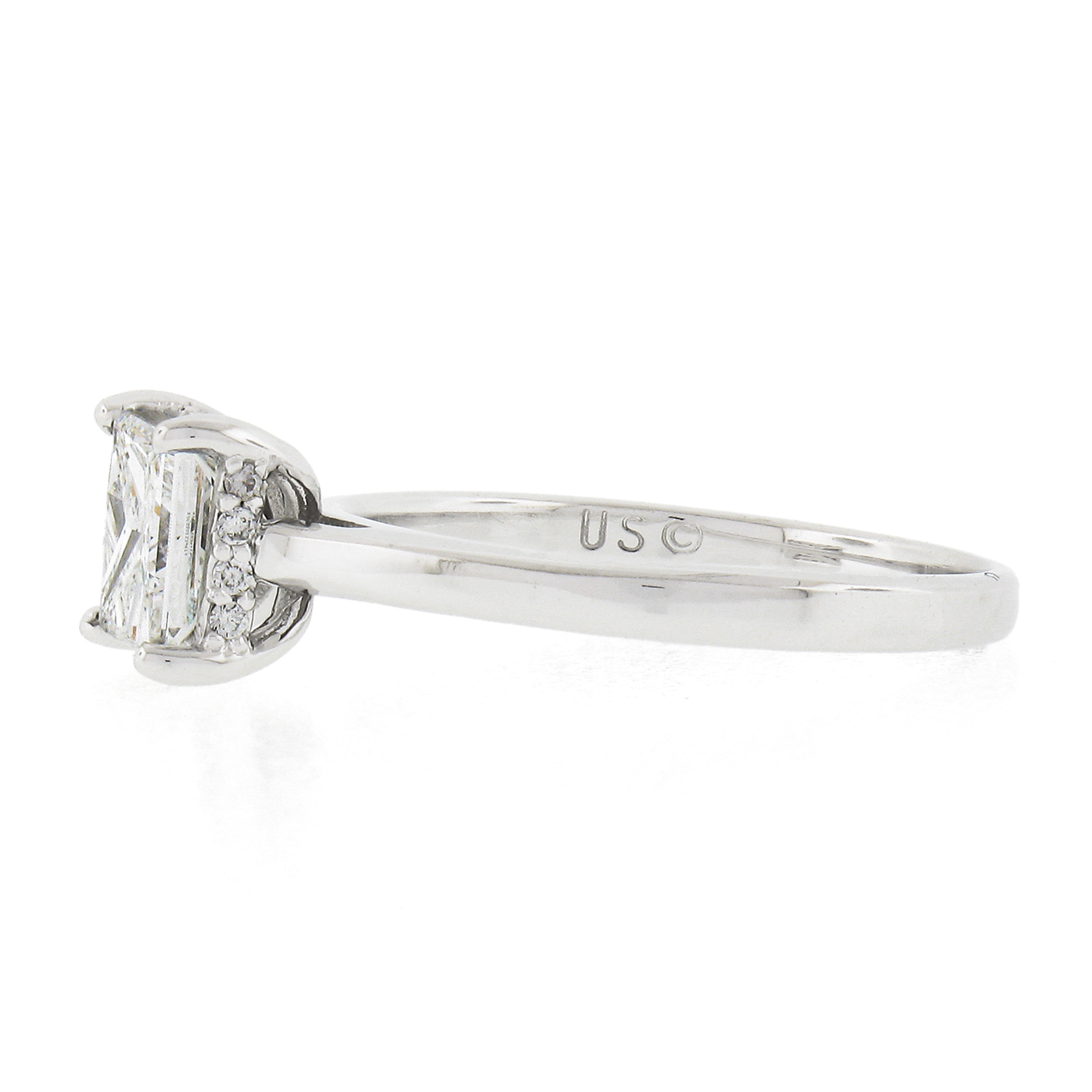 14k Gold 1.18ctw GIA Princess Cut Diamond Solitaire Hidden Halo Engagement Ring For Sale 3