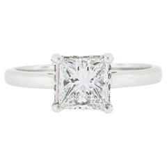 Bague de fiançailles en or 14k 1.18ctw GIA Princess Cut Diamond Solitaire Hidden Halo