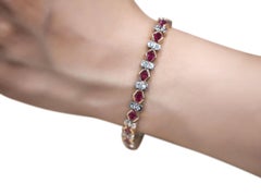 14 Karat Gold 12 Carat Ruby 2.25 Carat Diamond Bracelet