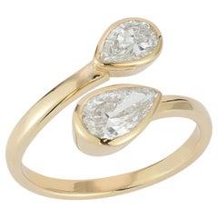 14K Gold 1.25 ct. tw. Wrap-Around Lab Grown Tear-Drop Shaped Diamond Ring
