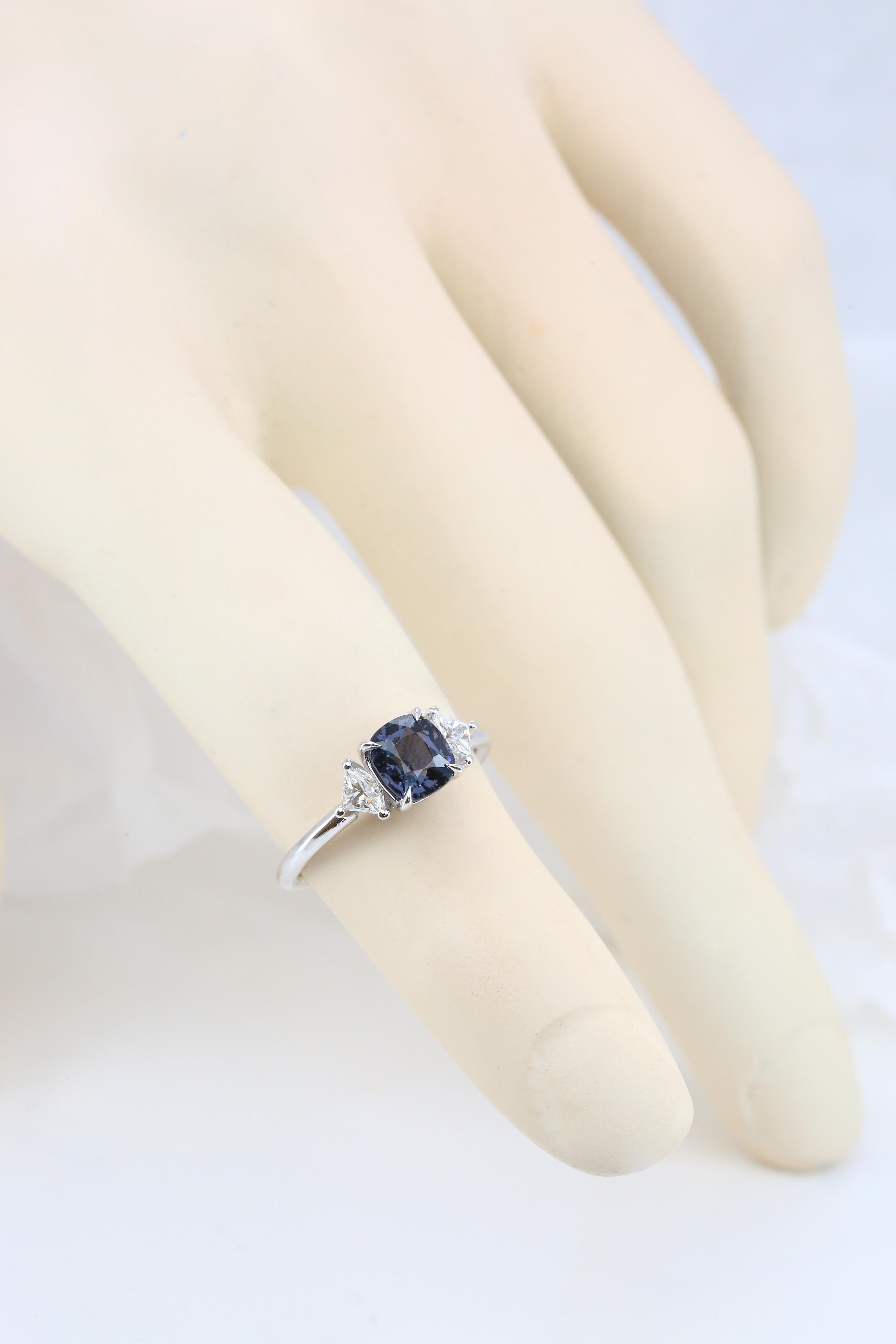 For Sale:  14k Gold 1.28 Ct Spinel and Diamond Engagement Solitaire Ring 7