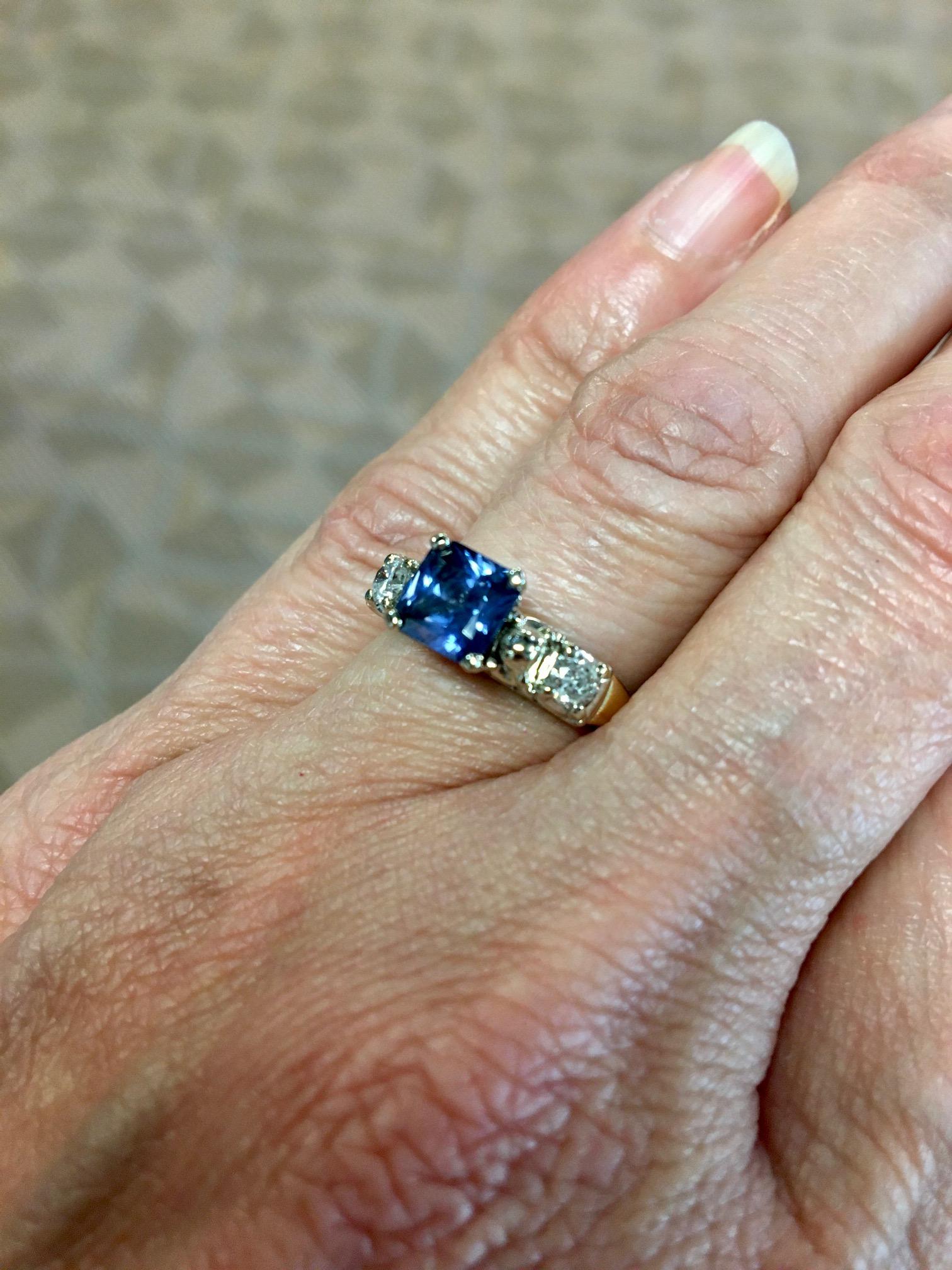 14K Gold 1.32 Carat Blue Sapphire & Diamond Ring #J5229 4