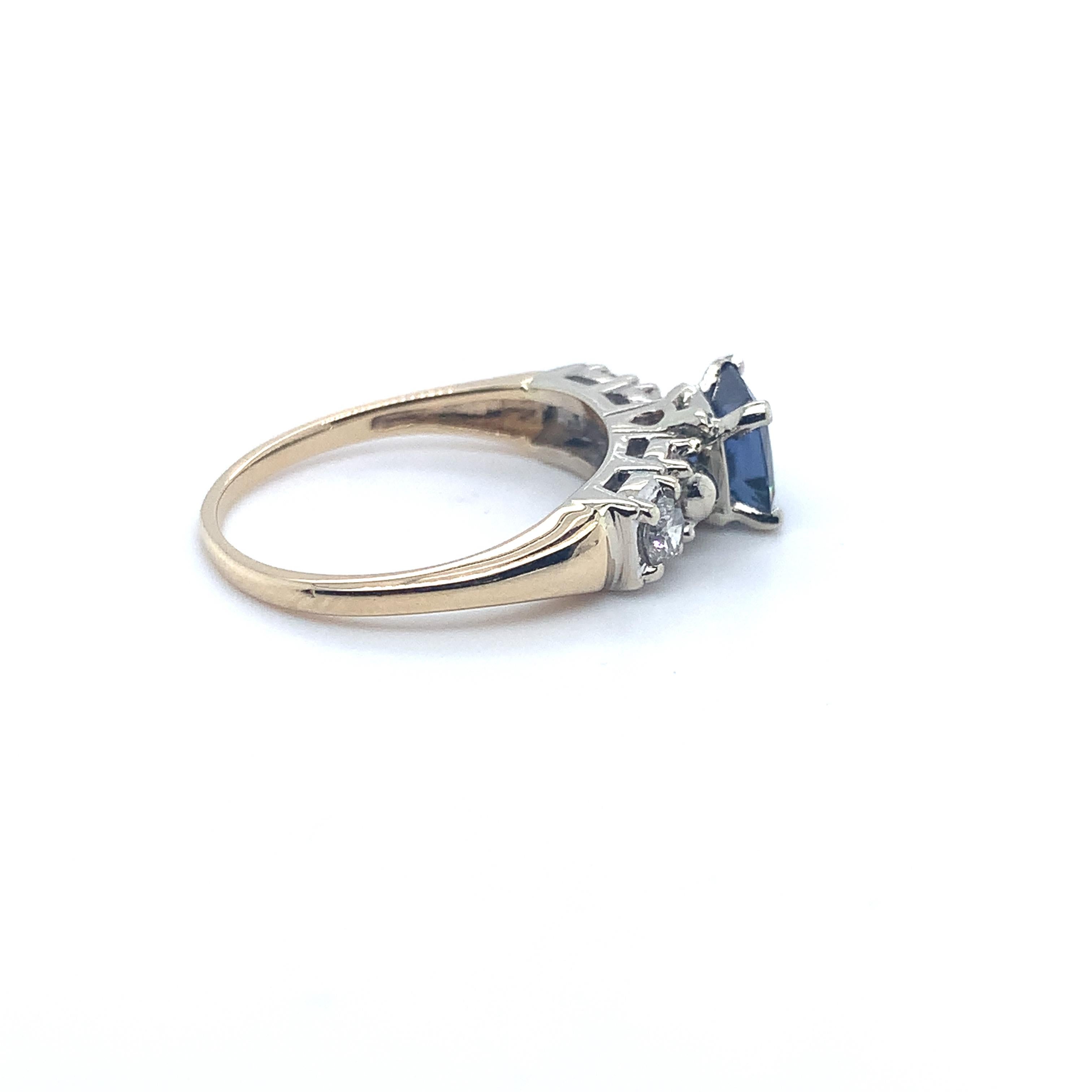 14K Gold 1.32 Carat Blue Sapphire & Diamond Ring #J5229 In Excellent Condition In Big Bend, WI