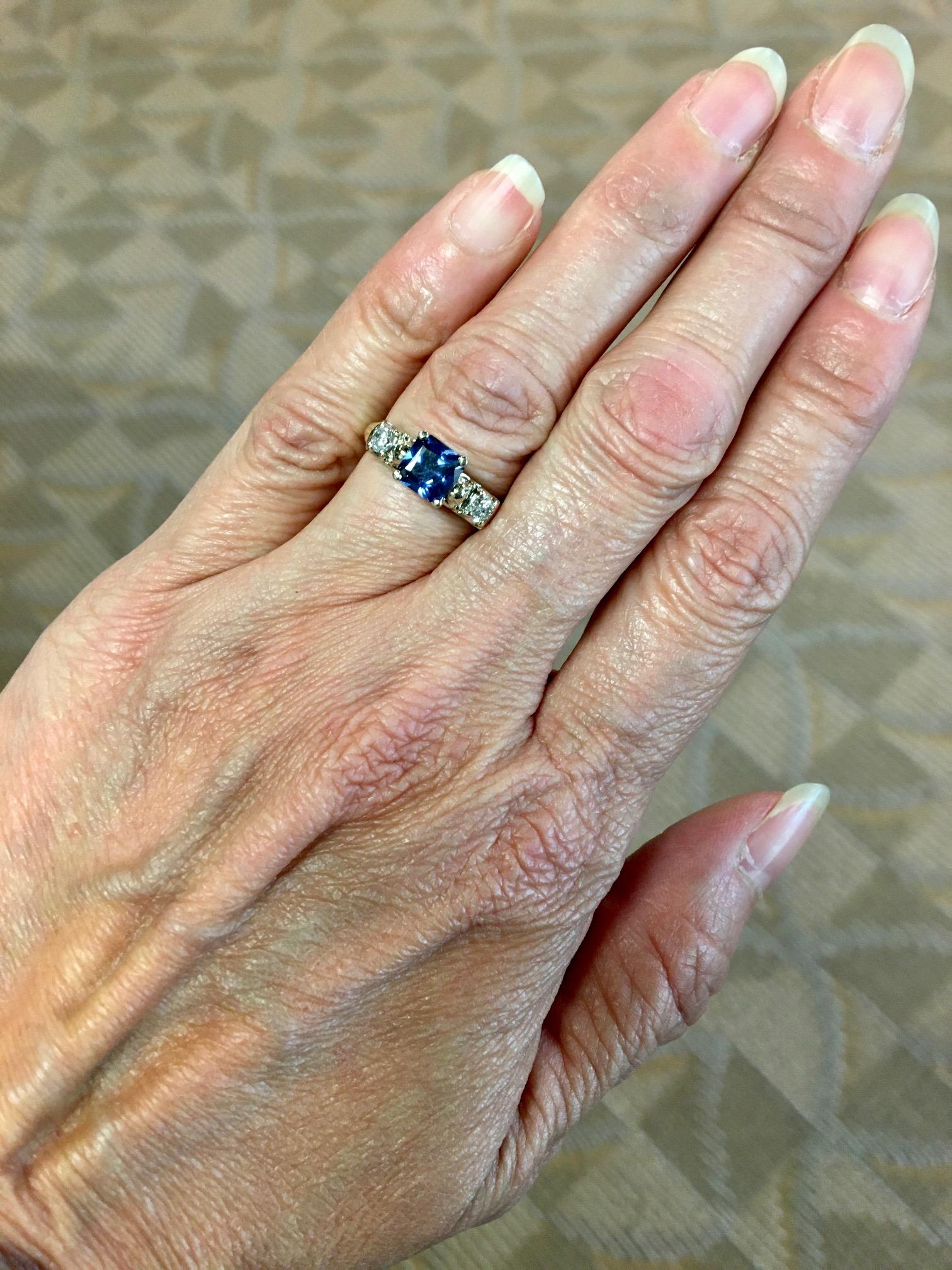 14K Gold 1.32 Carat Blue Sapphire & Diamond Ring #J5229 2