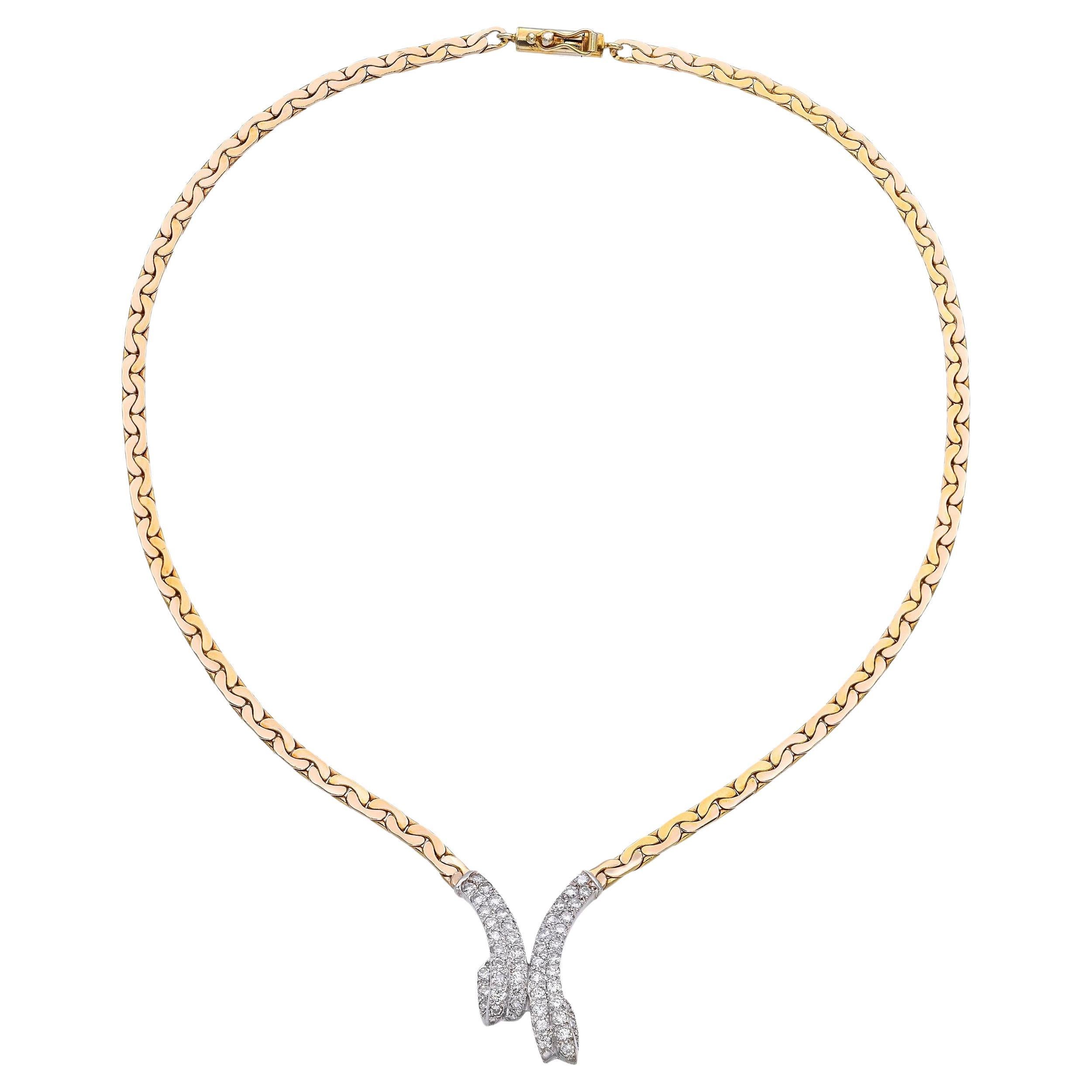 14k Gold 1.32tcw Diamond Pave V-Style Necklace