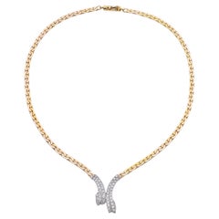 Vintage 14k Gold 1.32tcw Diamond Pave V-Style Necklace
