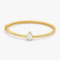 14-Karat-Gold, 1,5 Karat Gesamtgewicht Armreif mit tropfenförmigem, im Labor gezüchtetem Diamanten