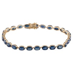14K Gold 15.60ctw Sapphire Link Armband - Fine Jewelry Piece, Timeless Elegance