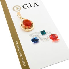 14k Gold 15.79ctw GIA Large Orange Oval Fire Opal Tear Drop Enhancer Pendant