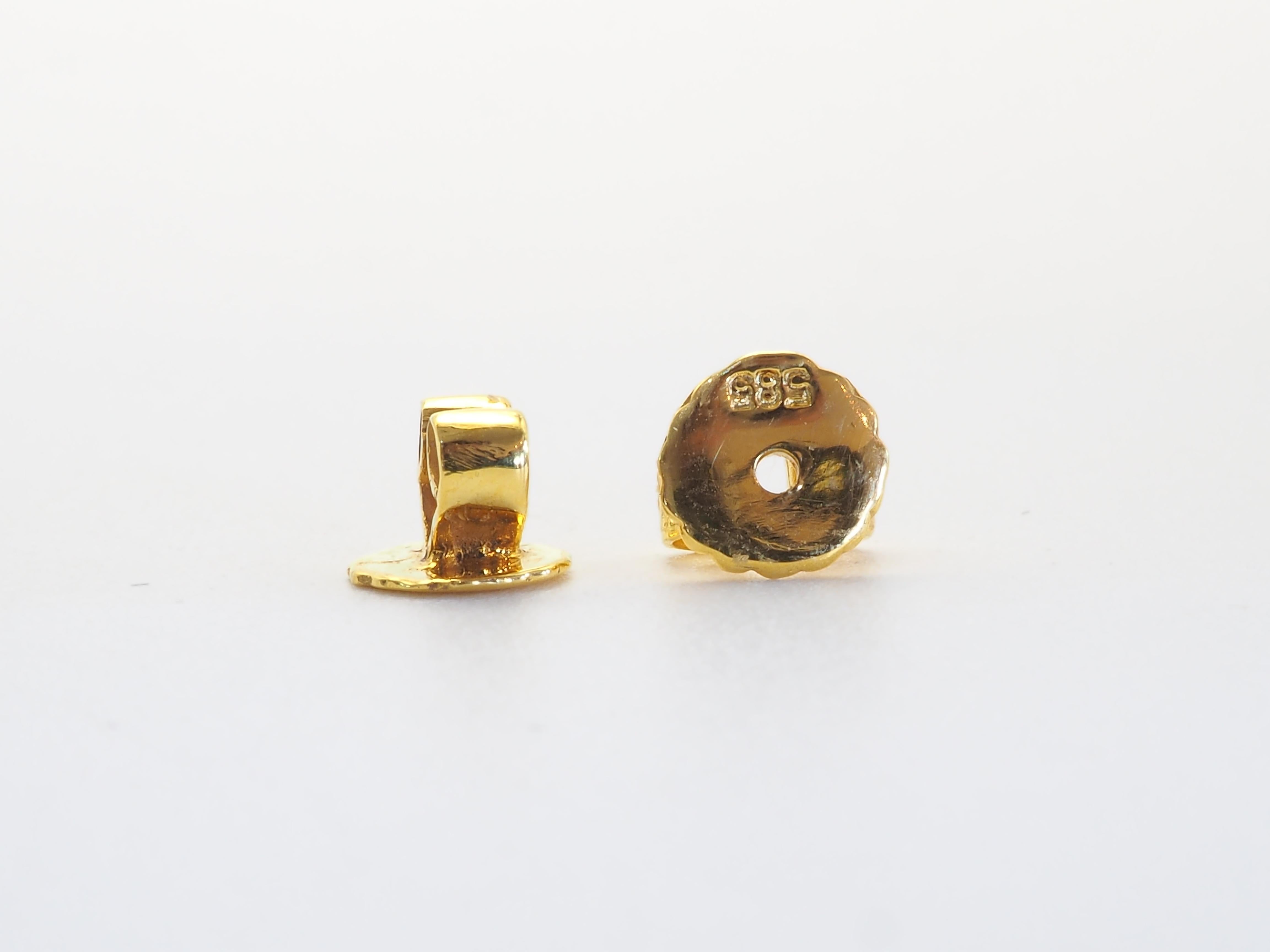 14K Gold 1.62ct Teal Green Sapphire Classic Bezel Stud Earring In New Condition In เกาะสมุย, TH