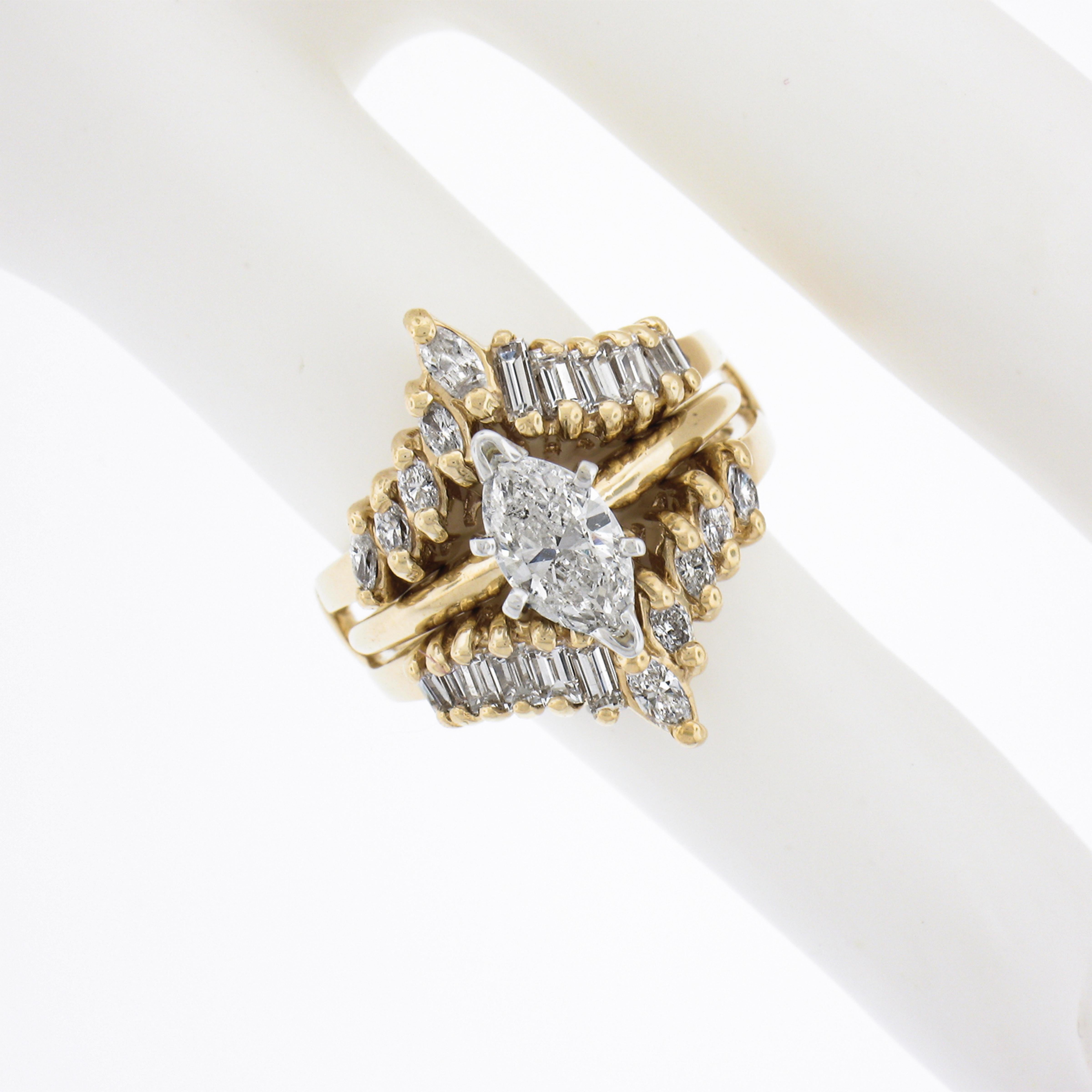 14K Gold 1.65ctw Diamond Solitaire Engagement Ring & Diamond Insert Guard Set For Sale 5