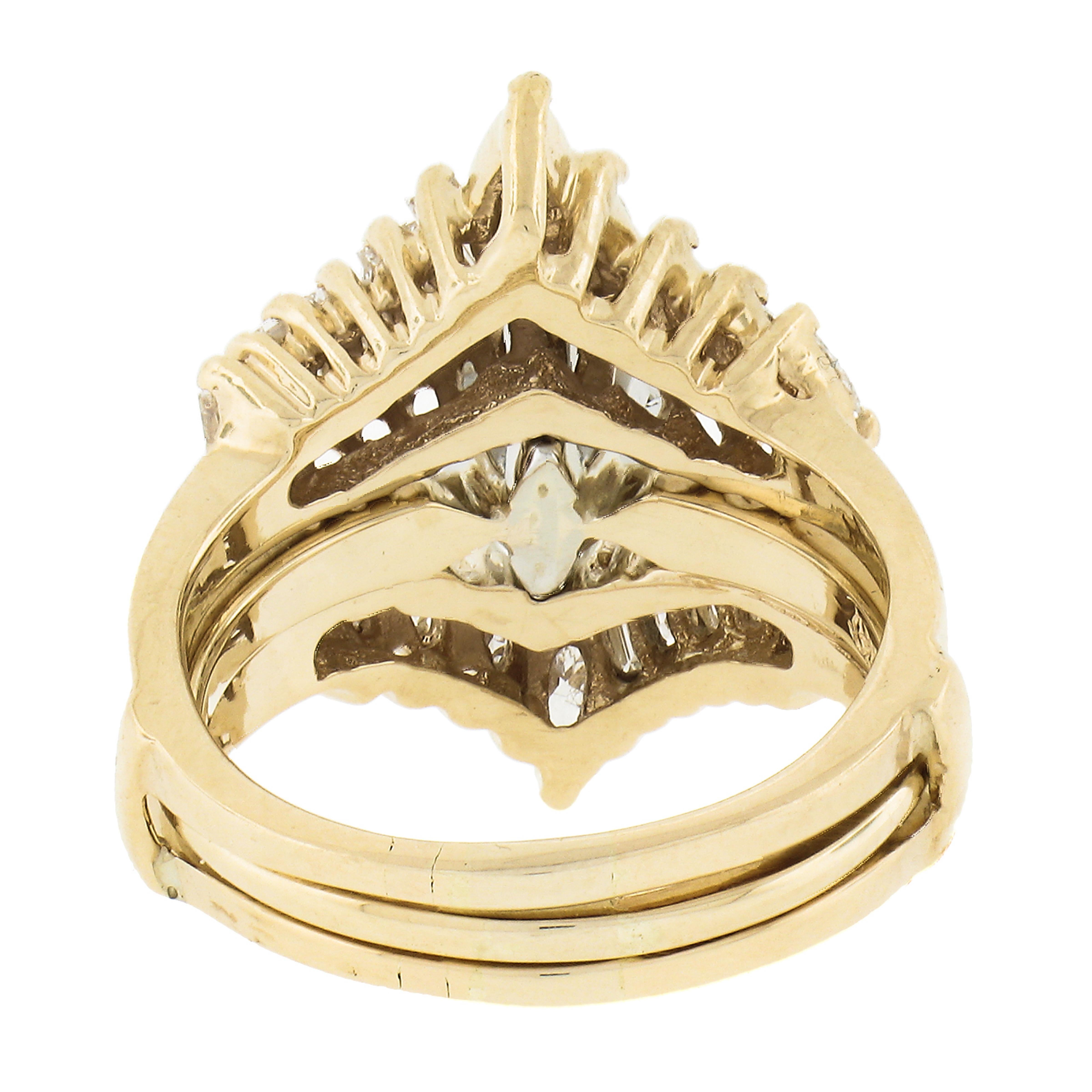 Women's 14K Gold 1.65ctw Diamond Solitaire Engagement Ring & Diamond Insert Guard Set For Sale