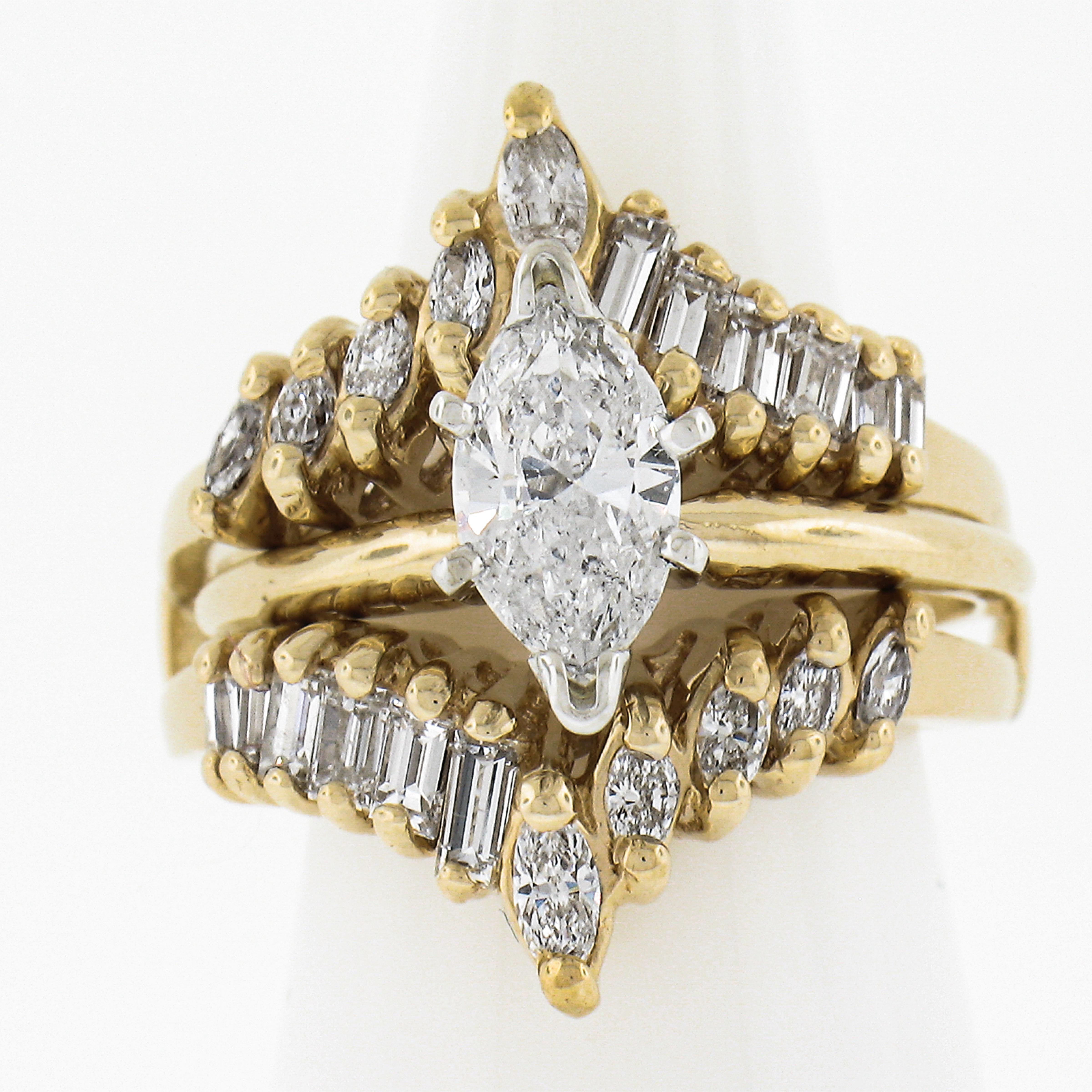 14K Gold 1.65ctw Diamond Solitaire Engagement Ring & Diamond Insert Guard Set For Sale 3