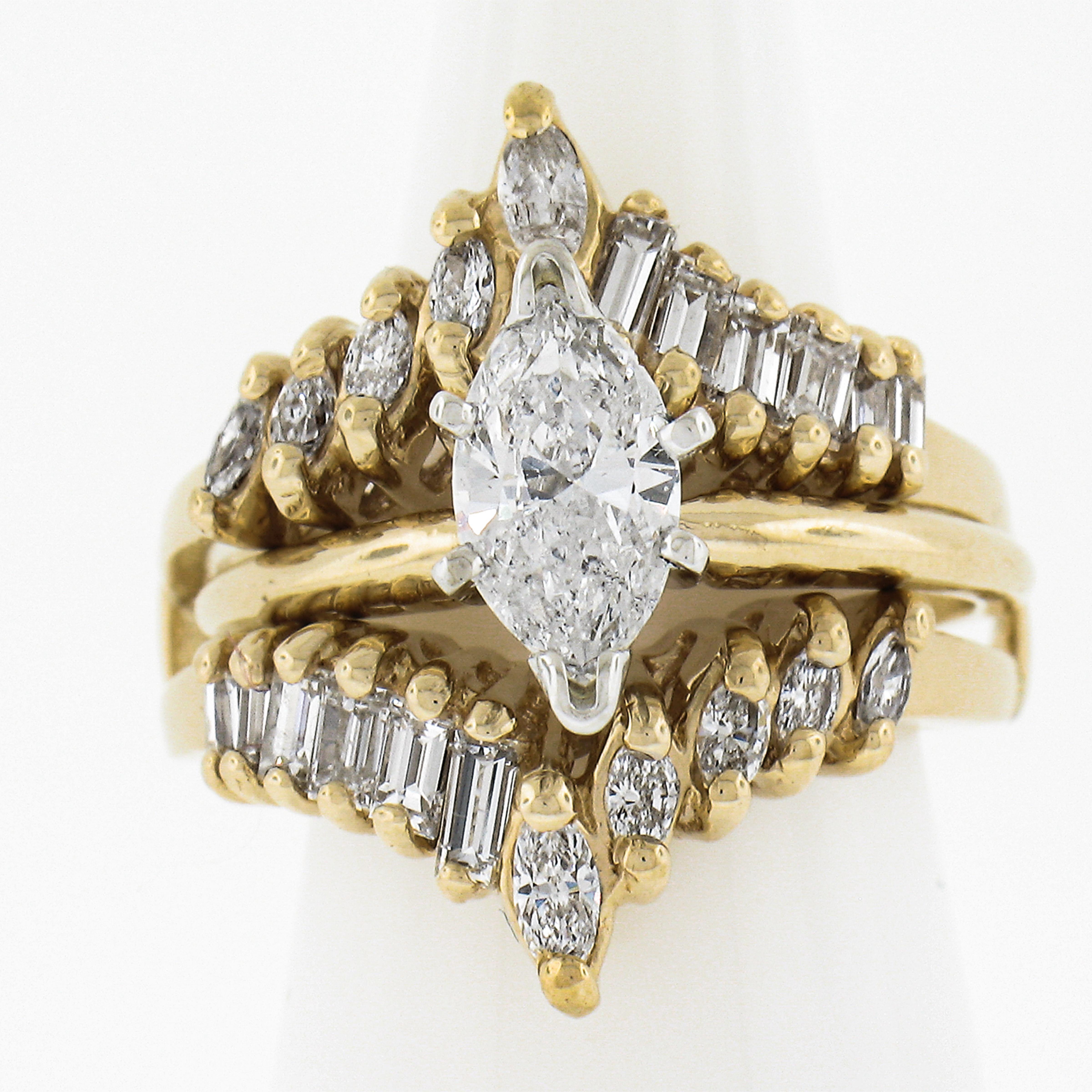 14K Gold 1.65ctw Diamond Solitaire Engagement Ring & Diamond Insert Guard Set 2
