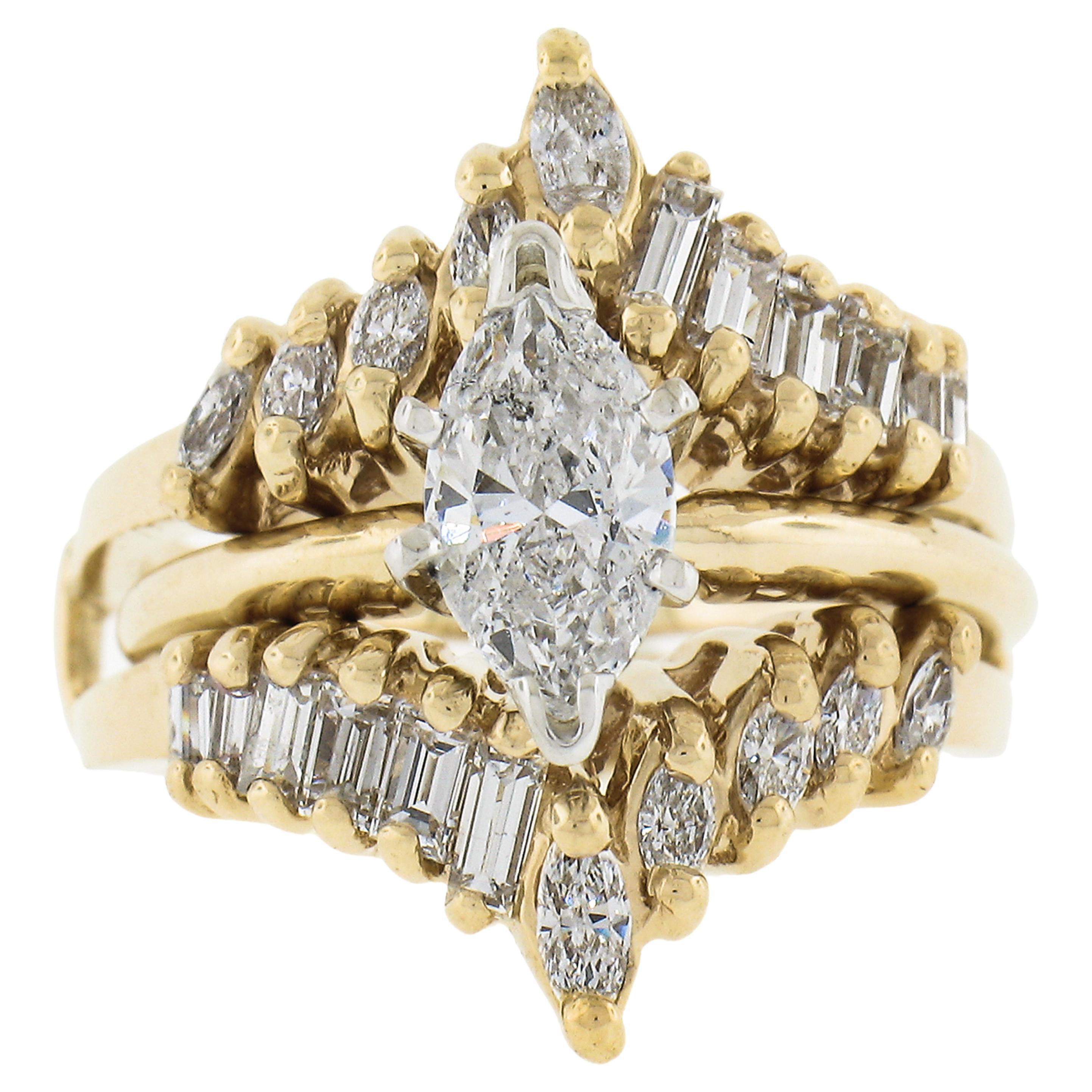 14K Gold 1.65ctw Diamond Solitaire Engagement Ring & Diamond Insert Guard Set For Sale