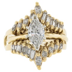 14K Gold 1.65ctw Diamond Solitaire Engagement Ring & Diamond Insert Guard Set