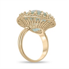14K Gold 16.75ct Cushion Cut Emerald Ring, Light Green Colombian Vintage