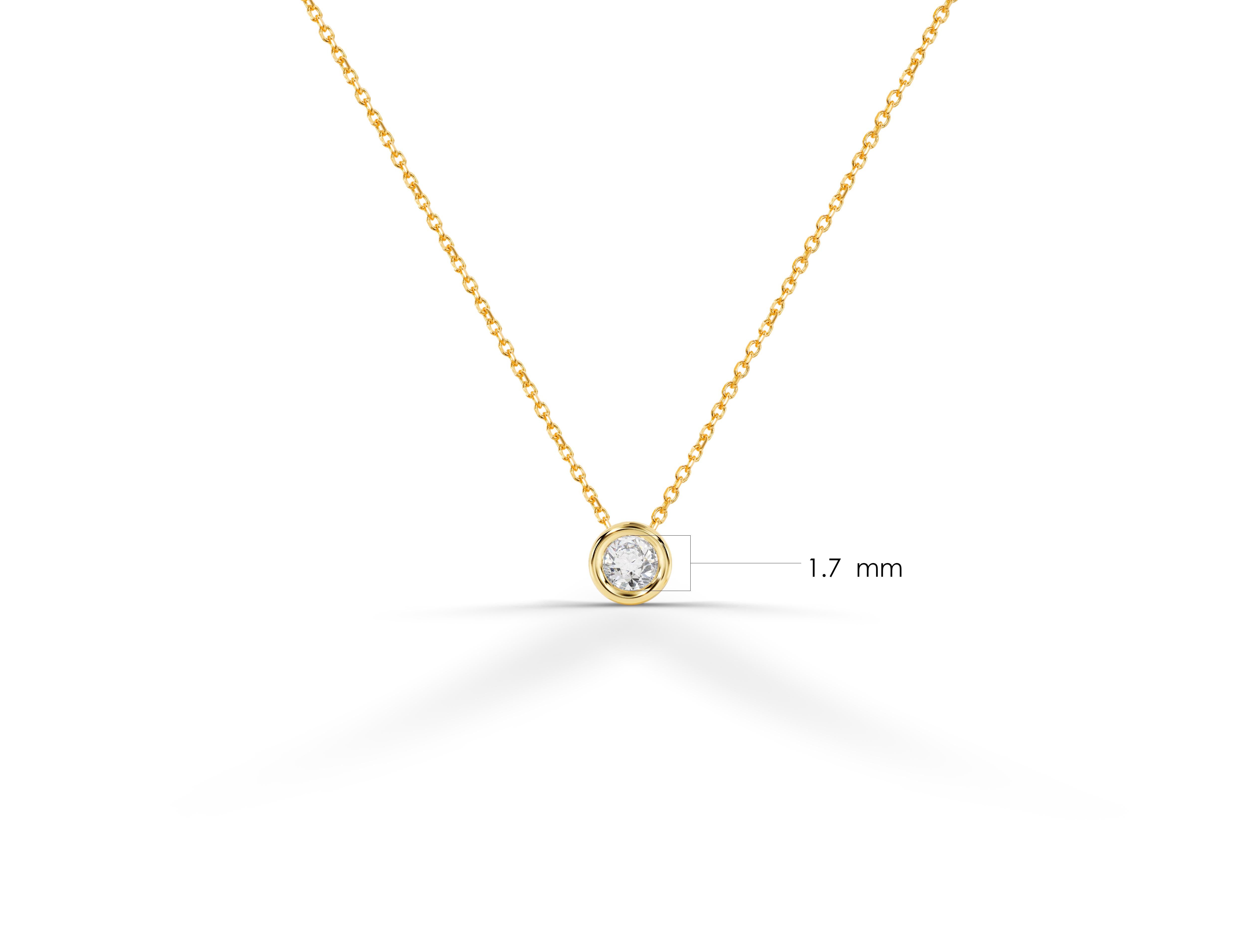 Delicate Minimal Necklace made of 14k solid gold available in three colors of gold, Yellow Gold / White Gold / Rose Gold.

Brilliant White Sparkly Natural Diamond Bezel hanging in center of a thin dainty gold chain a perfect choice for everyday