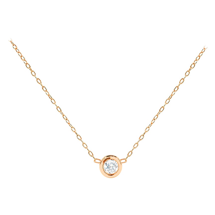 Moderno Collana di diamanti in oro 14k da 1,7 mm Collana solitaria elegante Collana con castone in vendita