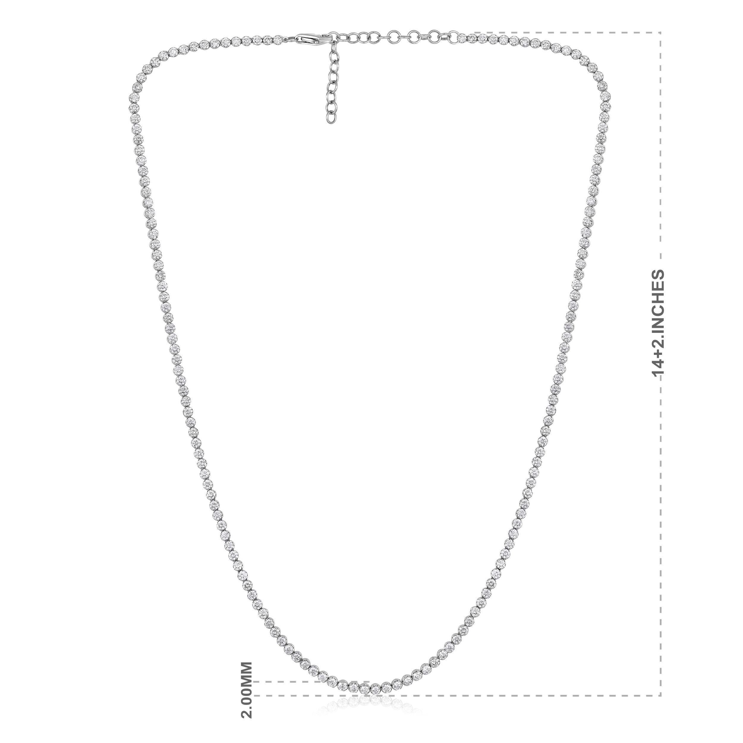 14K Gold 1,73 Karat natürlicher Diamant G-SI 2mm Buttercup Tiger Prong Tennis Halskette (Brillantschliff) im Angebot