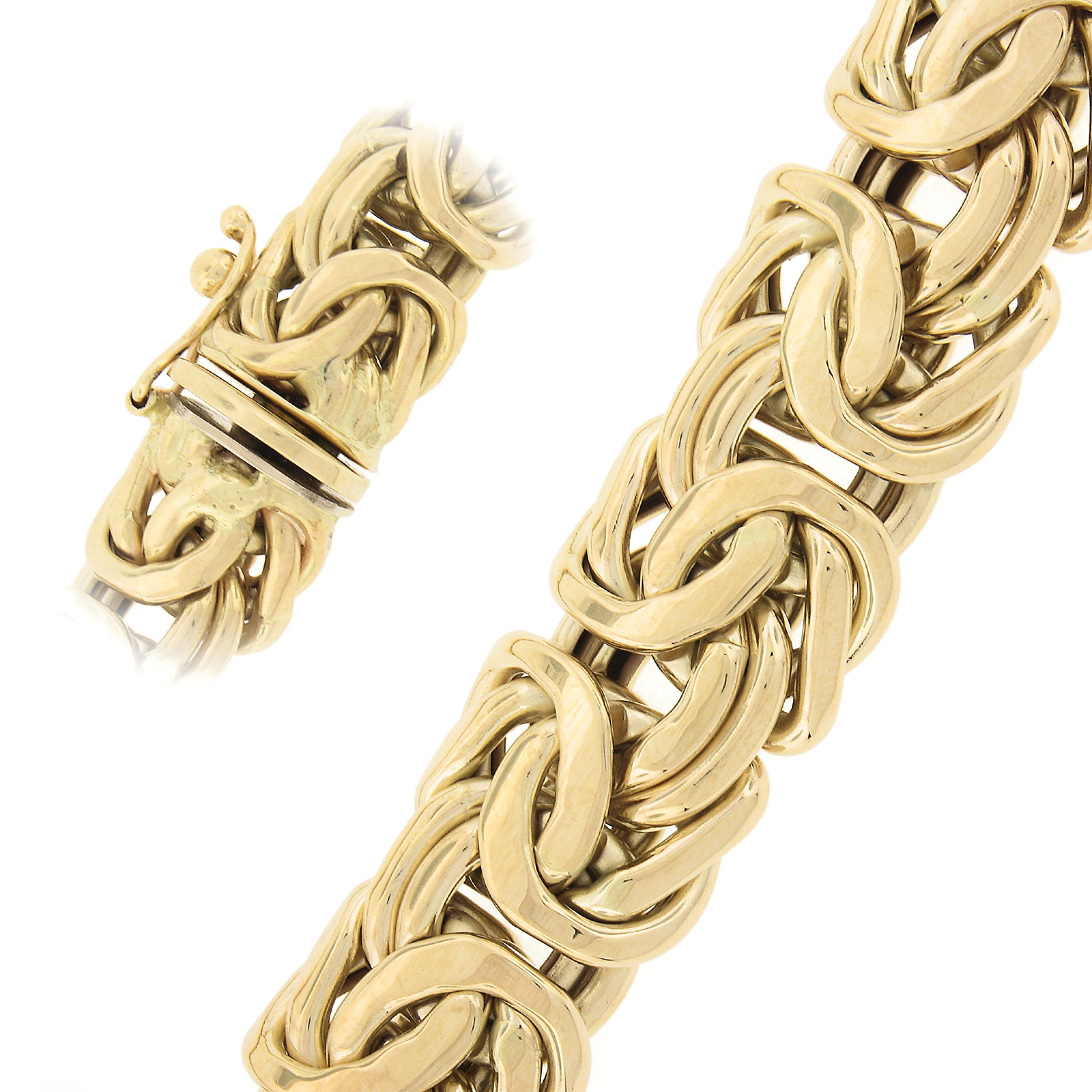 14k Gold abgestufte flache & gewölbte byzantinische Gliederkette Halskette mit Druckverschluss im Angebot 2