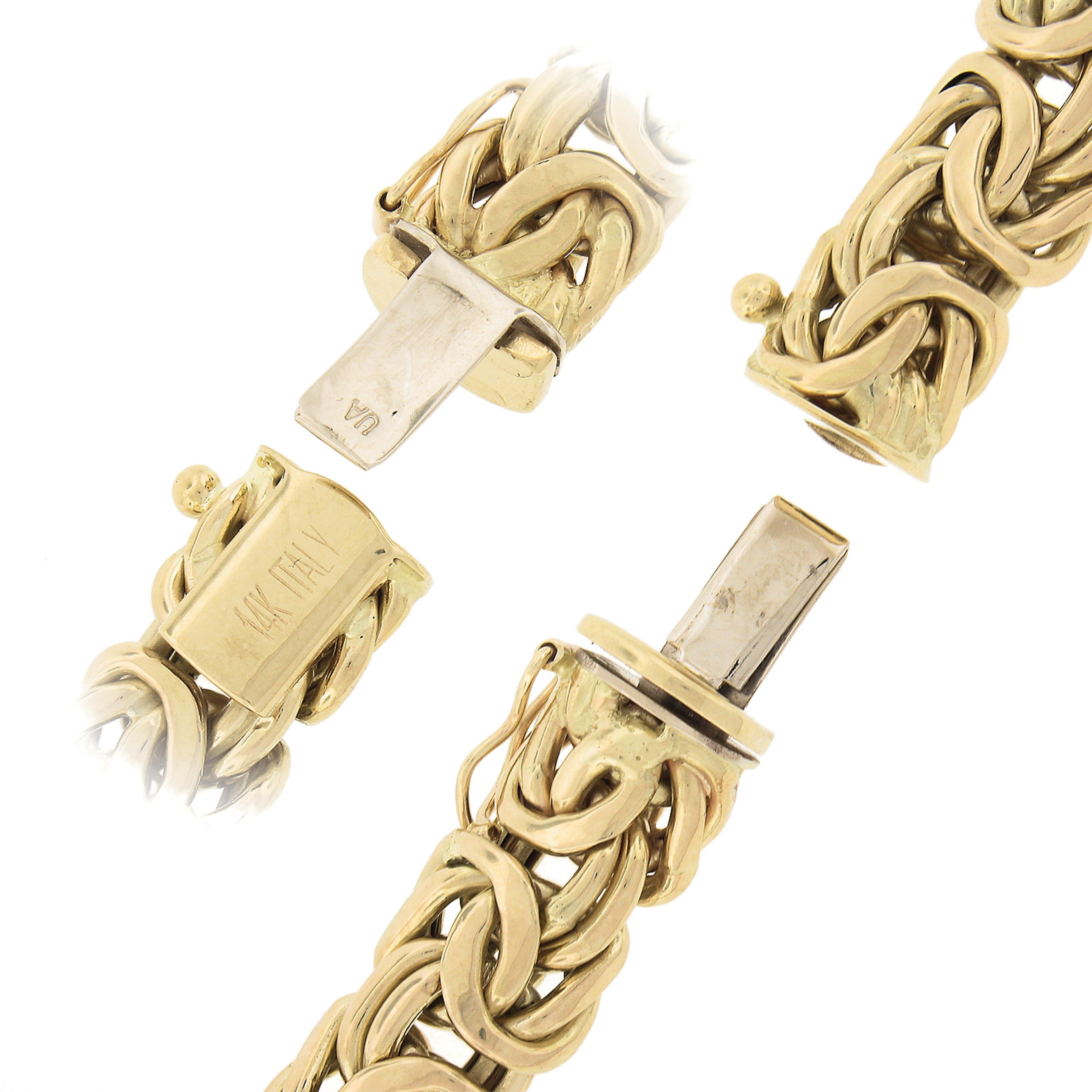 14k Gold abgestufte flache & gewölbte byzantinische Gliederkette Halskette mit Druckverschluss im Angebot 3