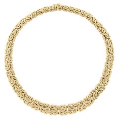 14k Gold abgestufte flache & gewölbte byzantinische Gliederkette Halskette mit Druckverschluss