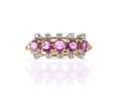 14K Gold 1.80tcw Art Deco Ruby Cocktail Ring, Vintage Ruby Diamond Ring