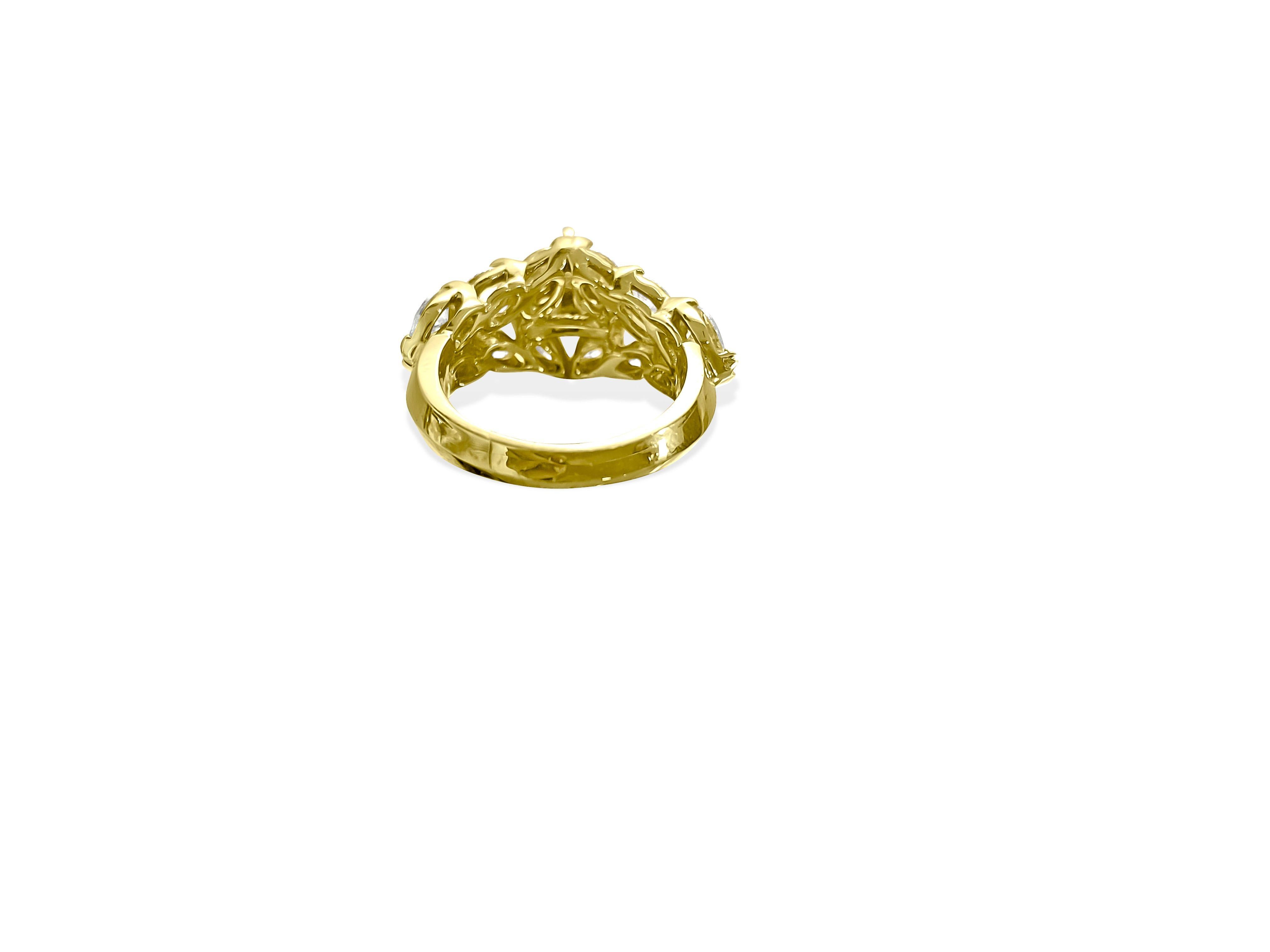 Medieval 14K Gold, 1.85 CT Diamond Engagement Ring. For Sale