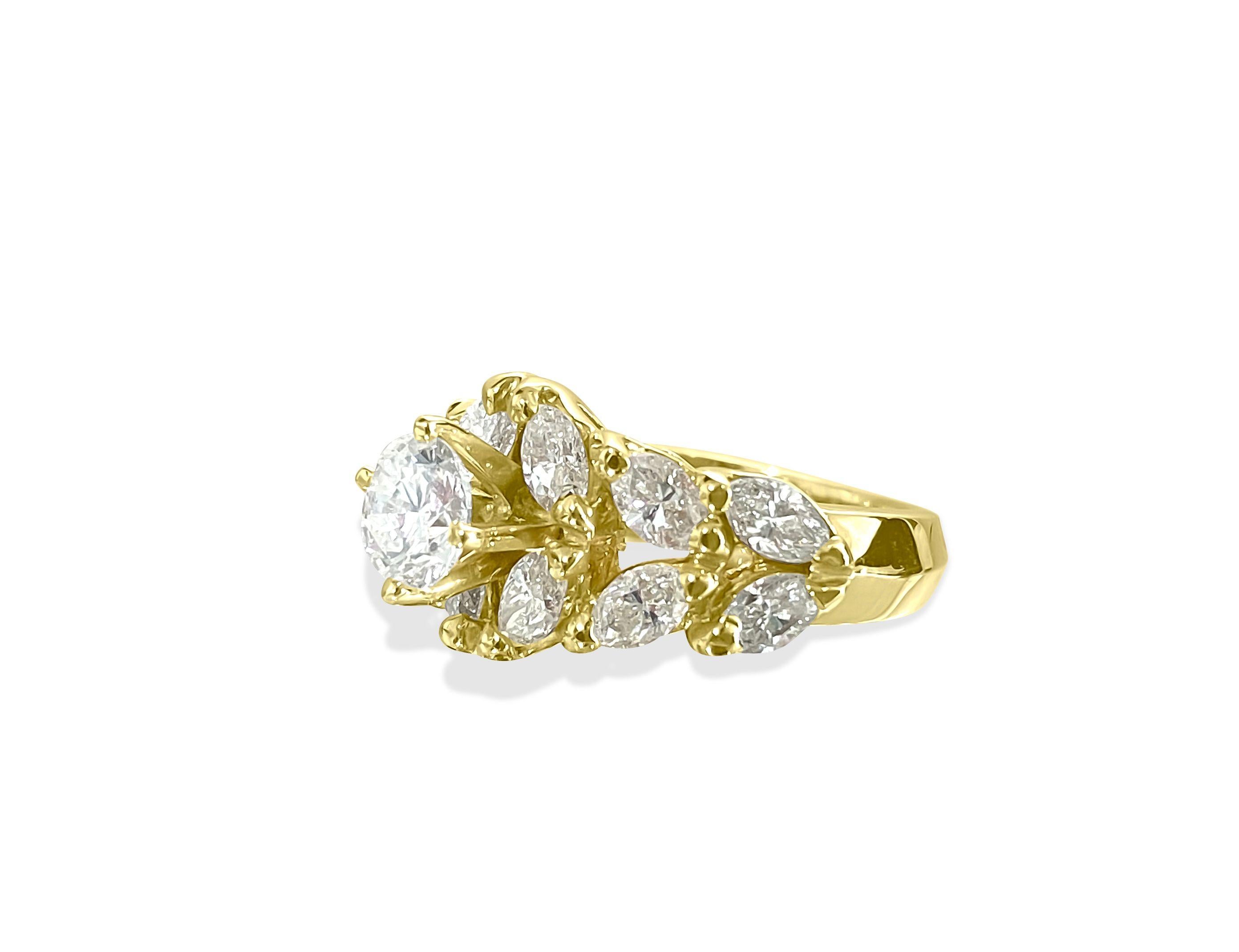 Brilliant Cut 14K Gold, 1.85 CT Diamond Engagement Ring. For Sale