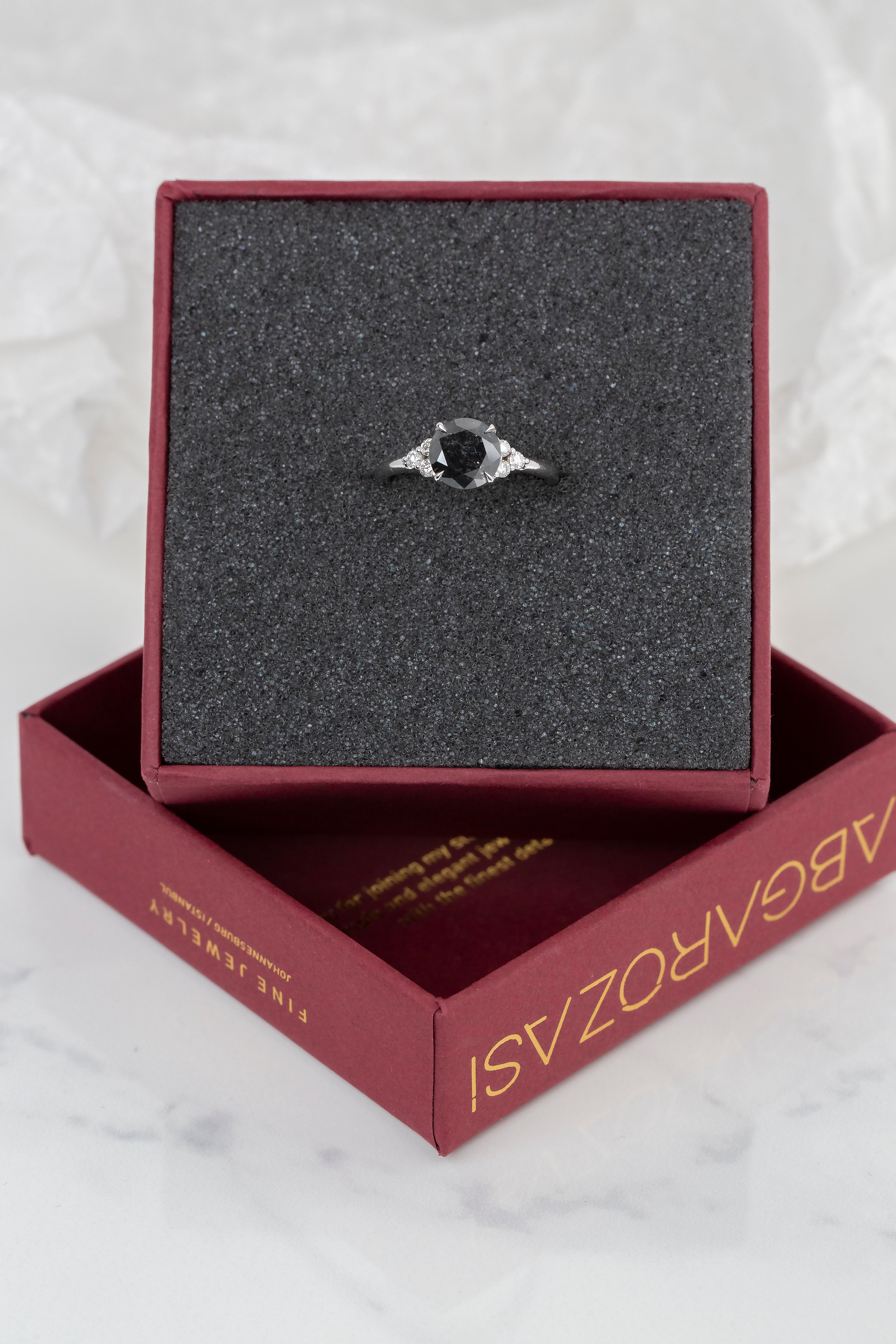 1,89 Karat Roségold Salz- und Pfeffer-Diamant-Verlobungsring Solitär () 6