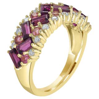 Customizable Multi Gemstone Diamond Cocktail Ring in 14K Yellow Gold ...