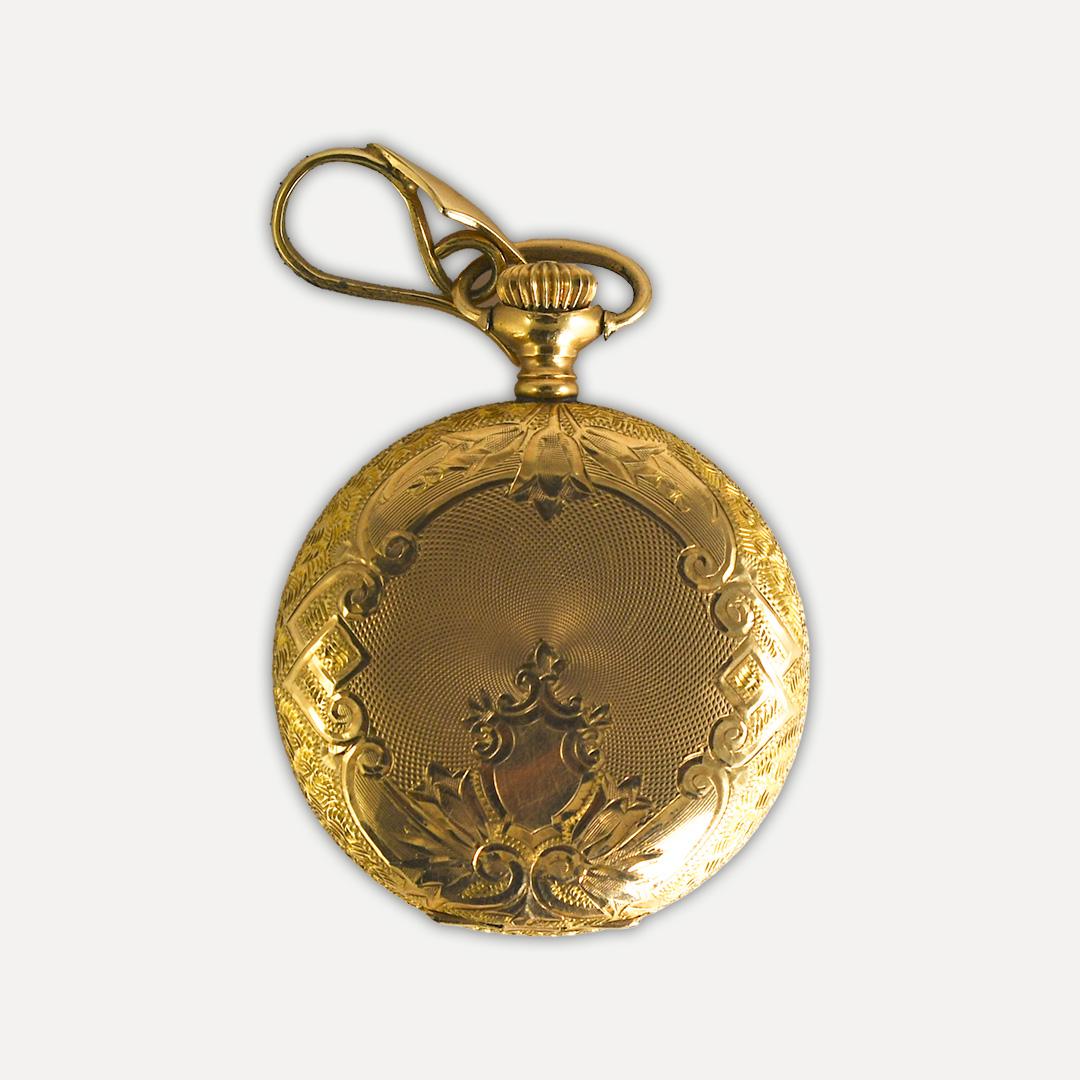 14K Gold 1910 Waltham Pocket Watch In Excellent Condition For Sale In Laguna Beach, CA