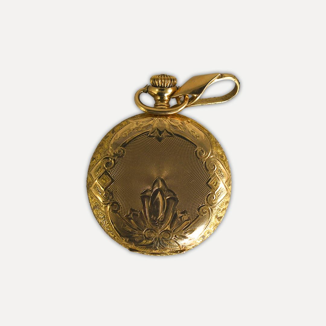 Women's or Men's 14K Gold 1910 Waltham Pocket Watch For Sale
