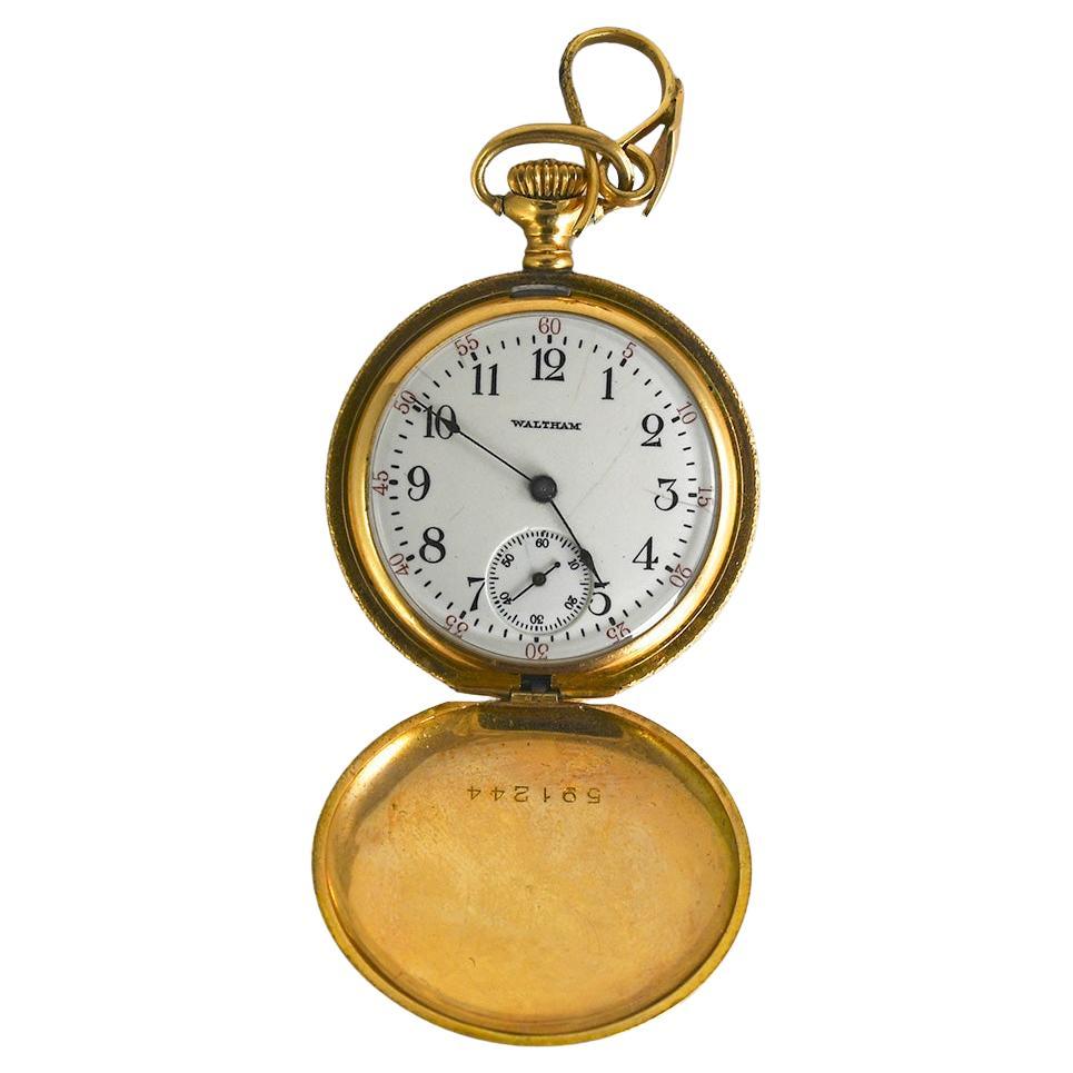 14K Gold 1910 Waltham Pocket Watch For Sale