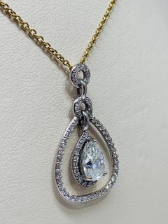 14 Karat Gold 1.93 Carat Pear-Shaped Diamond Necklace