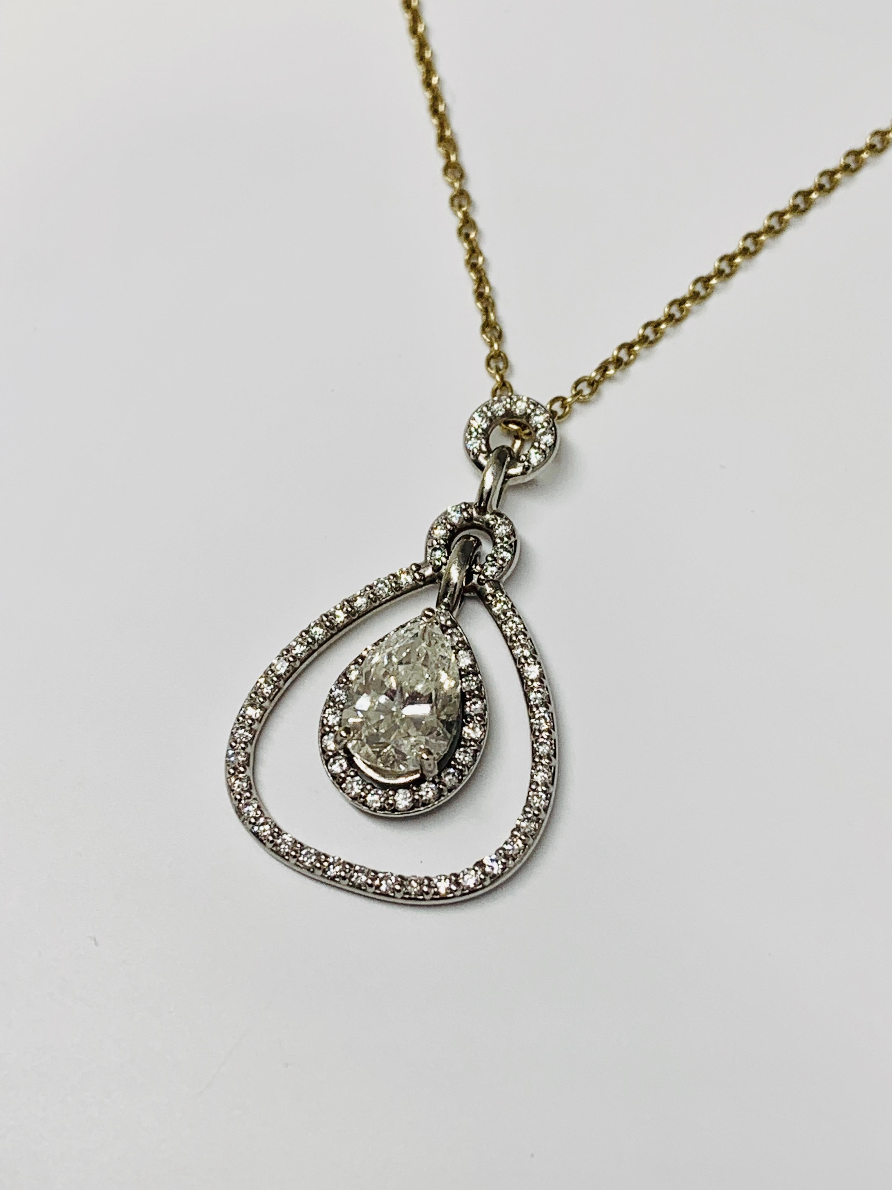 Contemporary 14 Karat Gold 1.93 Carat Pear-Shaped Diamond Necklace For Sale