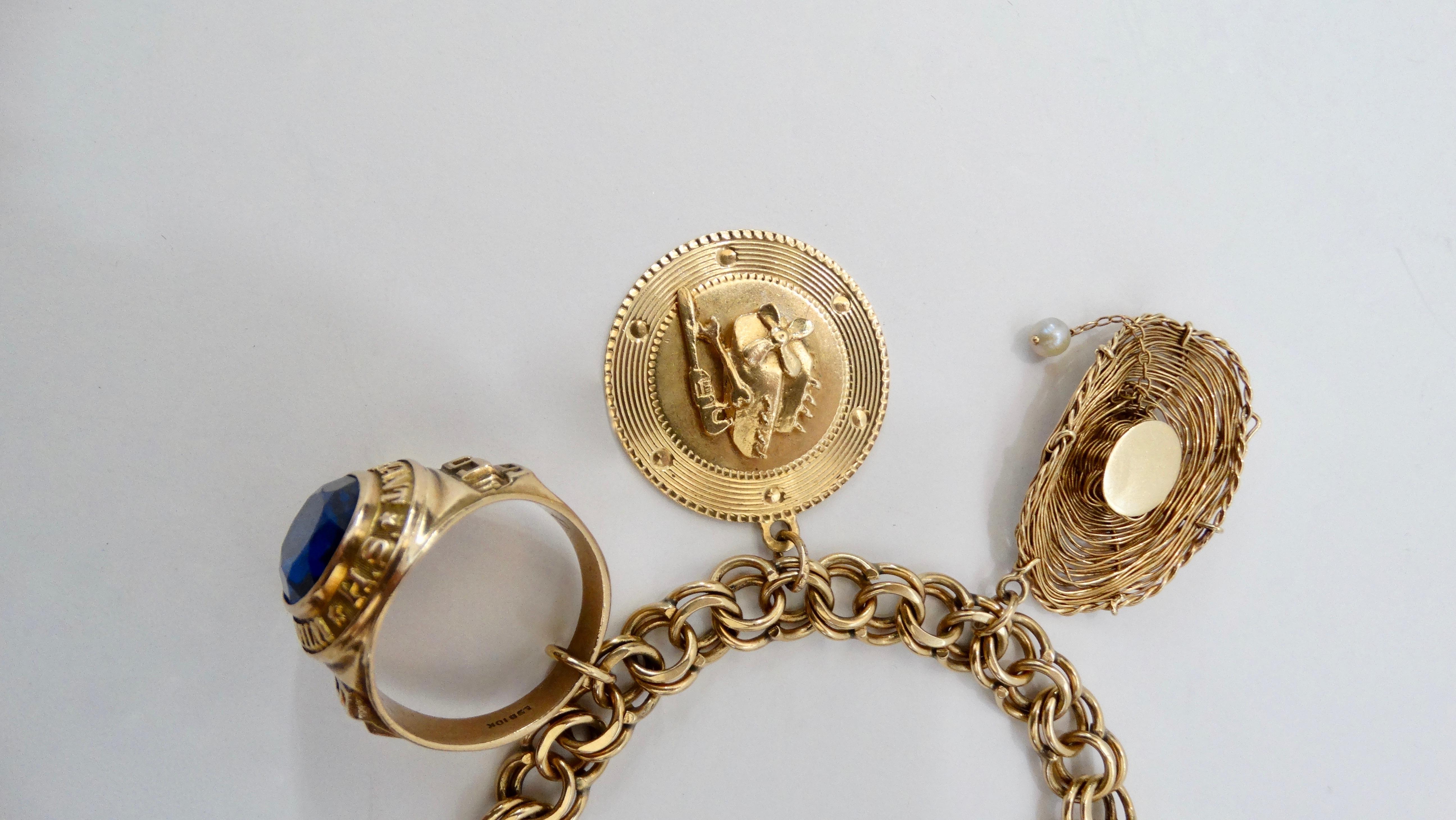 14k Gold 1950s Chain Link Charm Bracelet  3