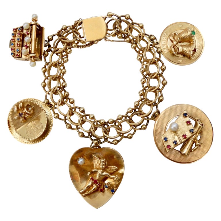 Charm Bracelet 1950s at 1stDibs