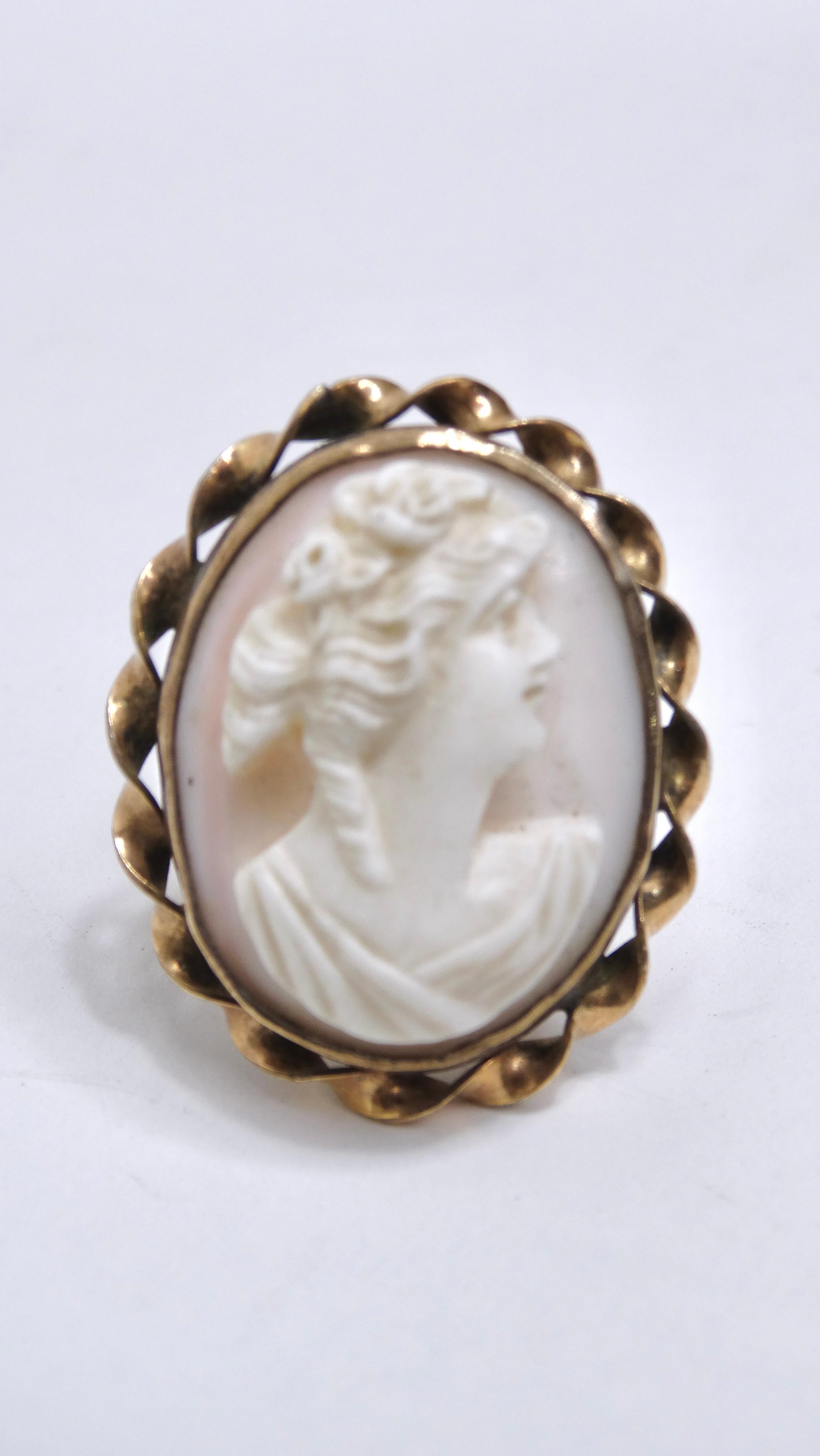 Add a little bit of beauty and effortless to your jewelry collection. Get your hands on this chunky cameo ring today! A cameo is a carvings of either landscapes, portraits, or figures that are usually made out of glass, stones, and shells and are