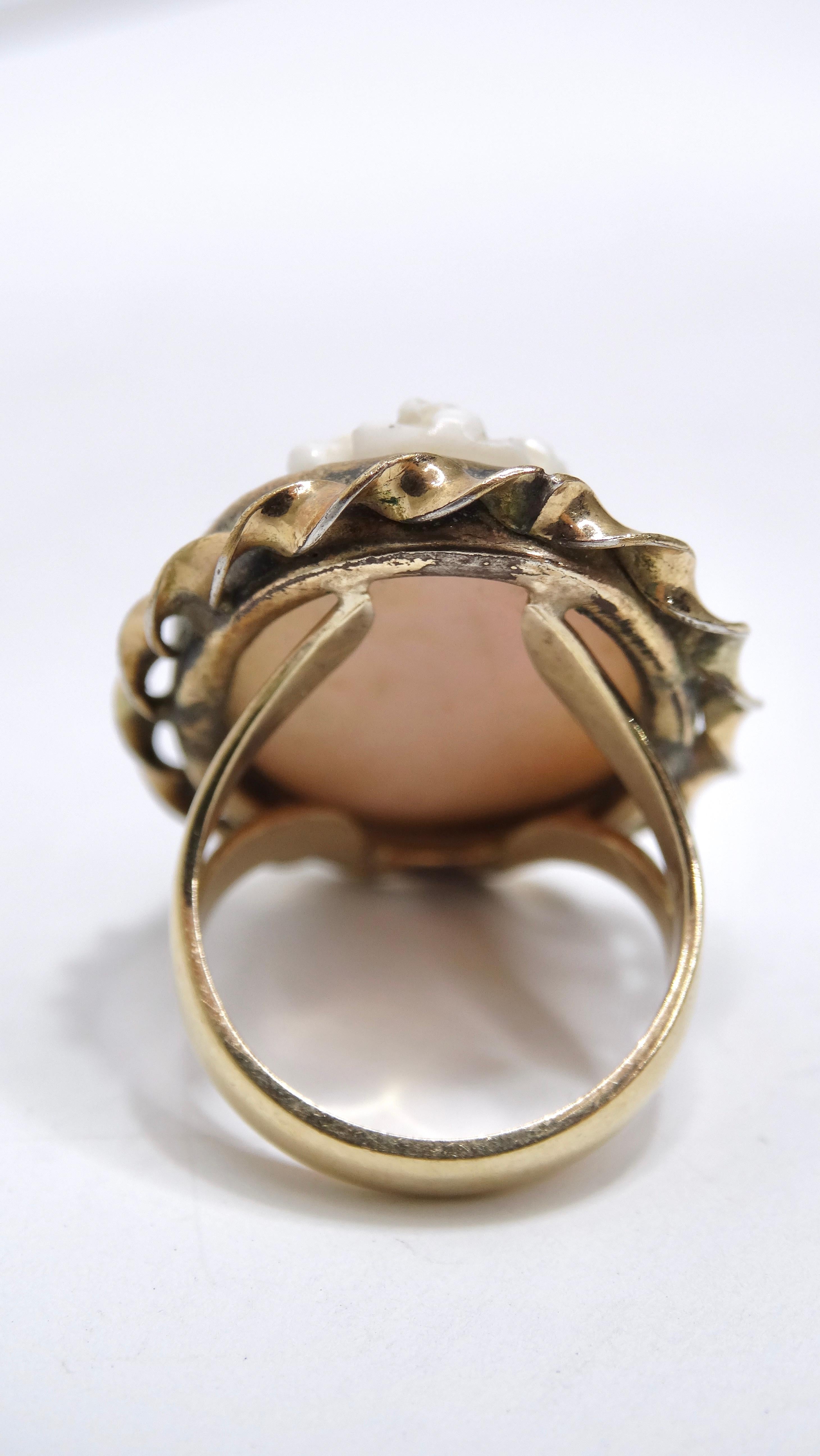 14k Gold 1950's Vintage Cameo Ring In Excellent Condition For Sale In Scottsdale, AZ