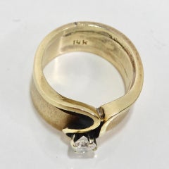 Bague en or 14K avec diamant des années 1960