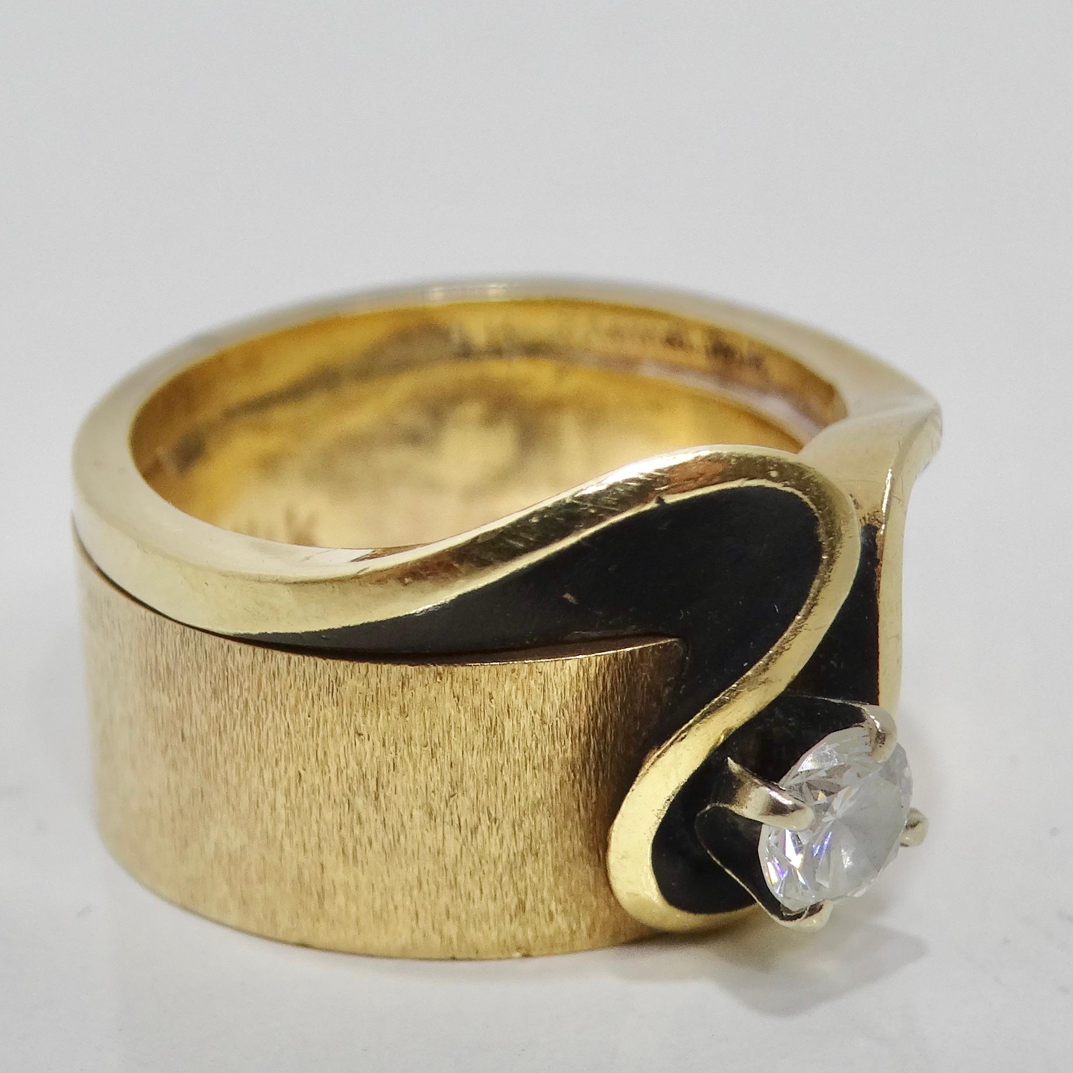 Women's or Men's 14K Gold 1960s Diamond Ring For Sale
