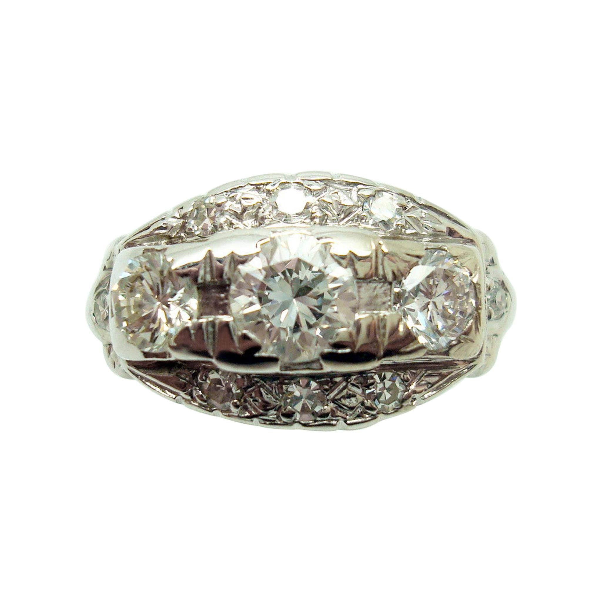 14 Karat Gold 1 Karat Gesamtgewicht echter natürlicher Diamant Ring mit kleinen Diamanten #J2874 im Angebot