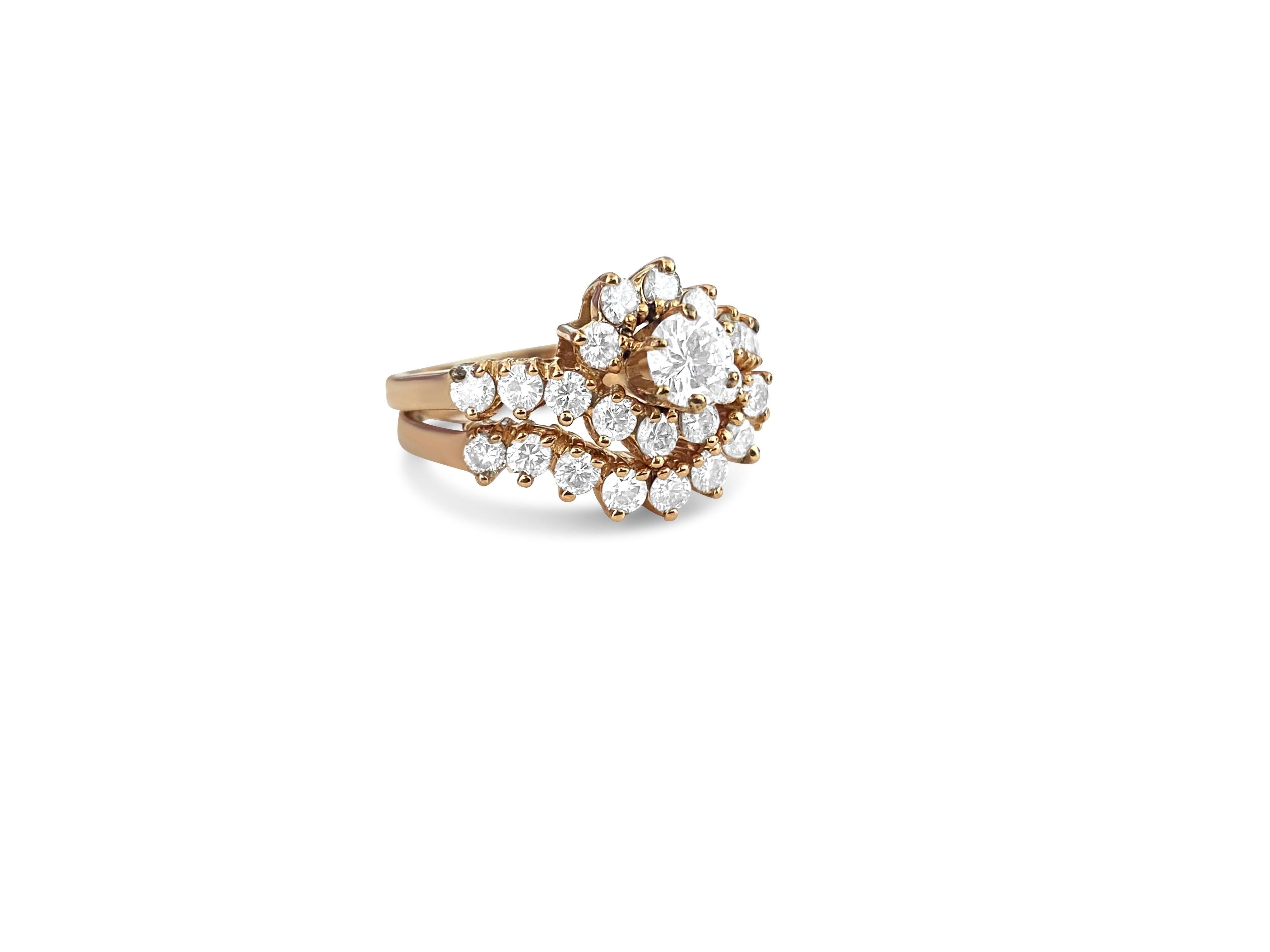 Verlobungsring aus 14 Karat Gold mit 2,00 Karat Diamanten (Brillantschliff) im Angebot